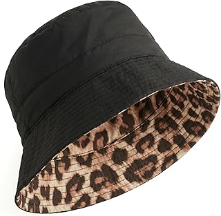 MAPIMANIA Chapéu de chuva reversível de inverno para mulher impermeável, preto e motimado, Bucket Hat anti-chuva, dobrável para viagem e cidade