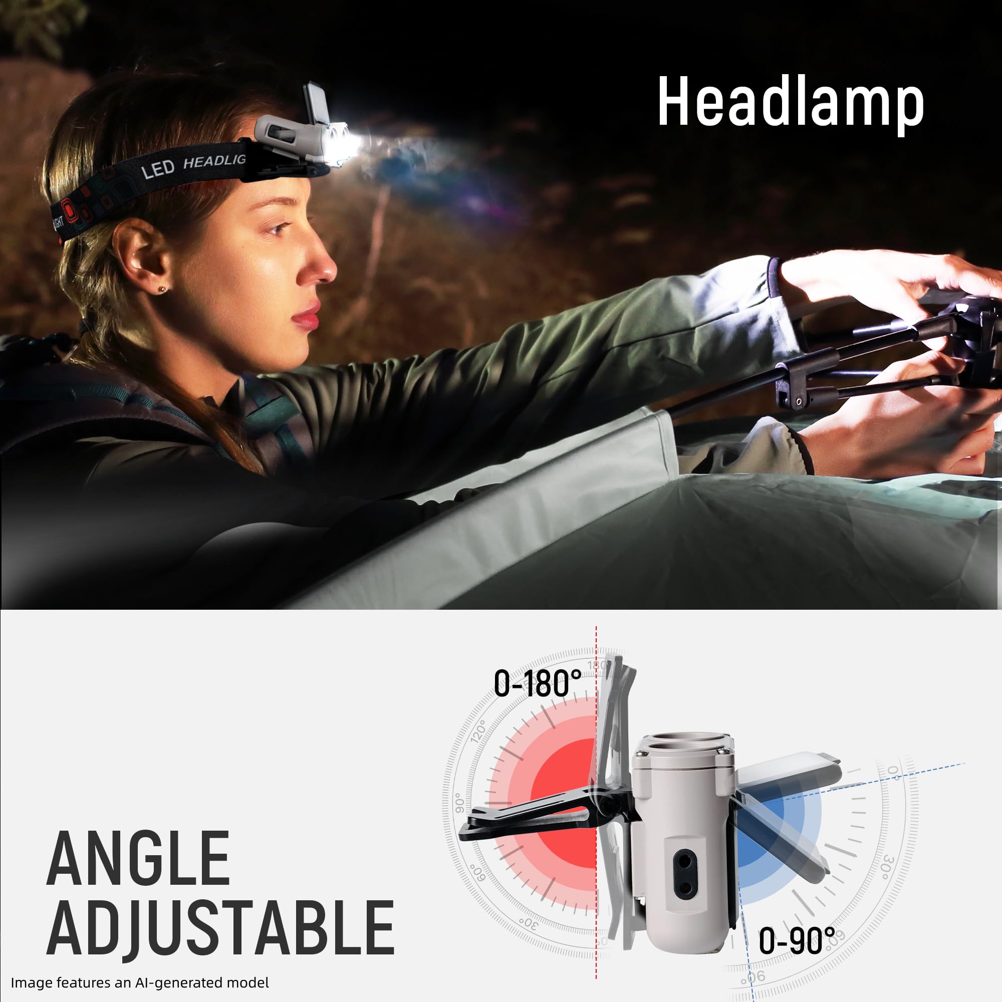Hopedone LED Hard Hat Light, 800Lumens wiederholbare Dimmable Clip on Cap Lichter, 180° Anpassbare Hände Freier Hut Flashlight Headlamp Waterproof für Laufen, Camping, Jagd, Radfahren, Notfall