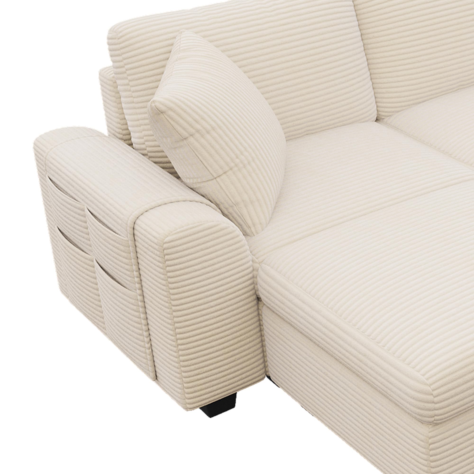 Idemon Sofá esquinero modular U/L de 6 plazas con espacio de almacenamiento, consola central móvil con 2 portavasos, conexión USB/Type-C, compartimentos ocultos y bolsillos para reposabrazos, tela de