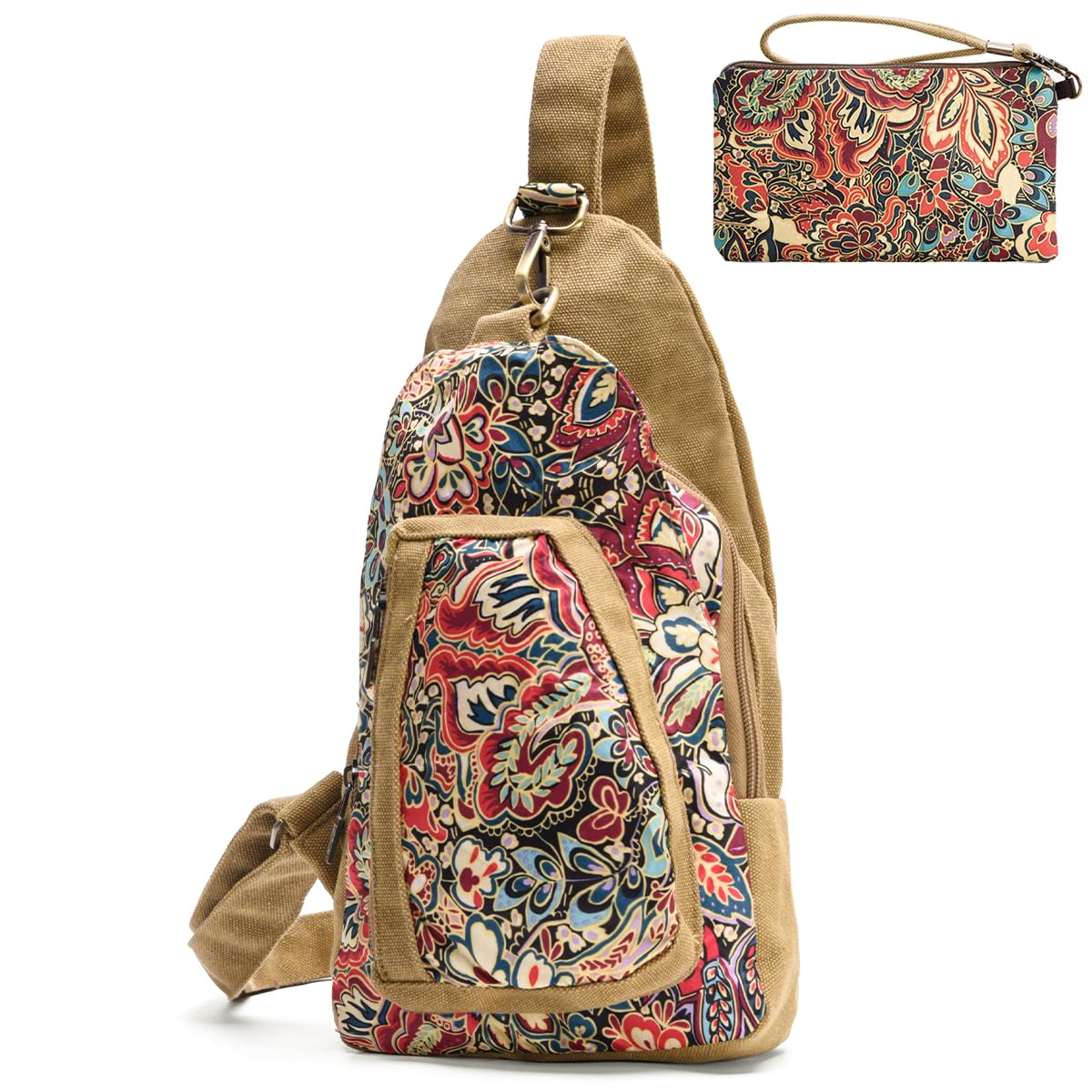 Black Butterfly Canvas Chest Bag, Small Chest Pack, Crossbody Bag for Travel, Inclined Shoulder Bag