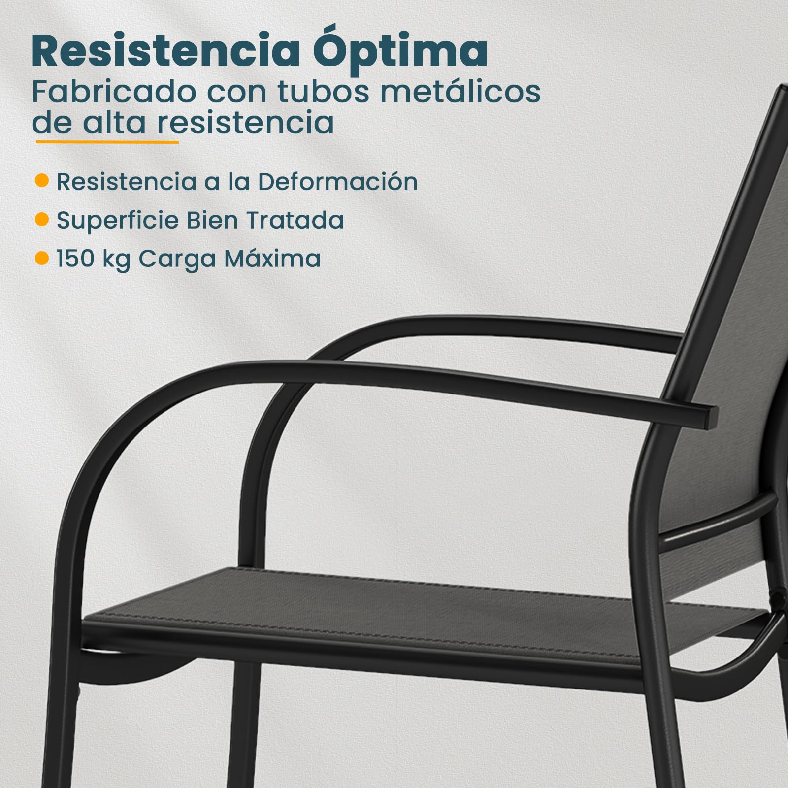 COSTWAY 2 Sillas Jardin Exterior Textilene, Sillas de Comedor Apilables, Marco de Metal, Terraza Balcon Exterior 61 x 58 x 85 cm, Carga 150kg, Café