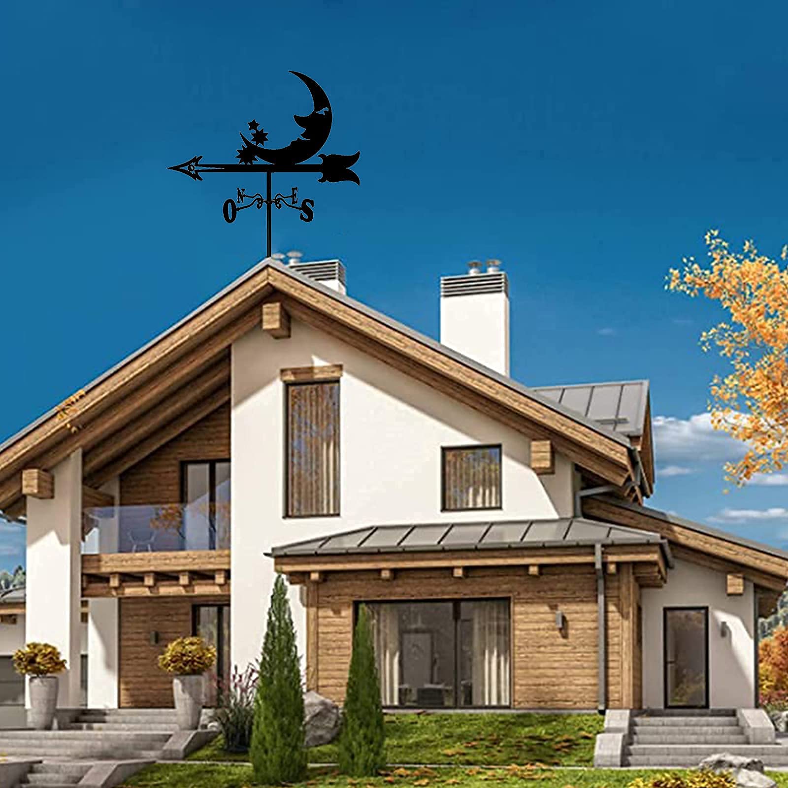 Herramienta De Medición De la Veleta Del Viento, la Veleta Del Viento, la Veleta Del Viento, la Veleta Del Animal, Para la Decoración Del Cerco Del Techo Del Jardín Al Aire Libre/Luna Y Estrellas