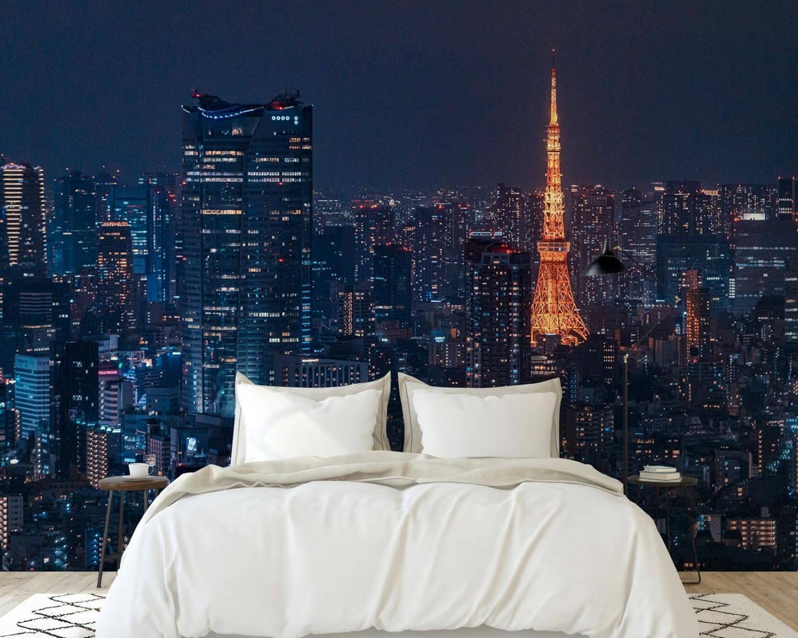 Fototapeta "Tokio Panorama nocą" – nowoczesna dekoracja ścienna do salonu, sypialni i pokoju dziecięcego, 300 cm x 210 cm, bez ramy, plakat