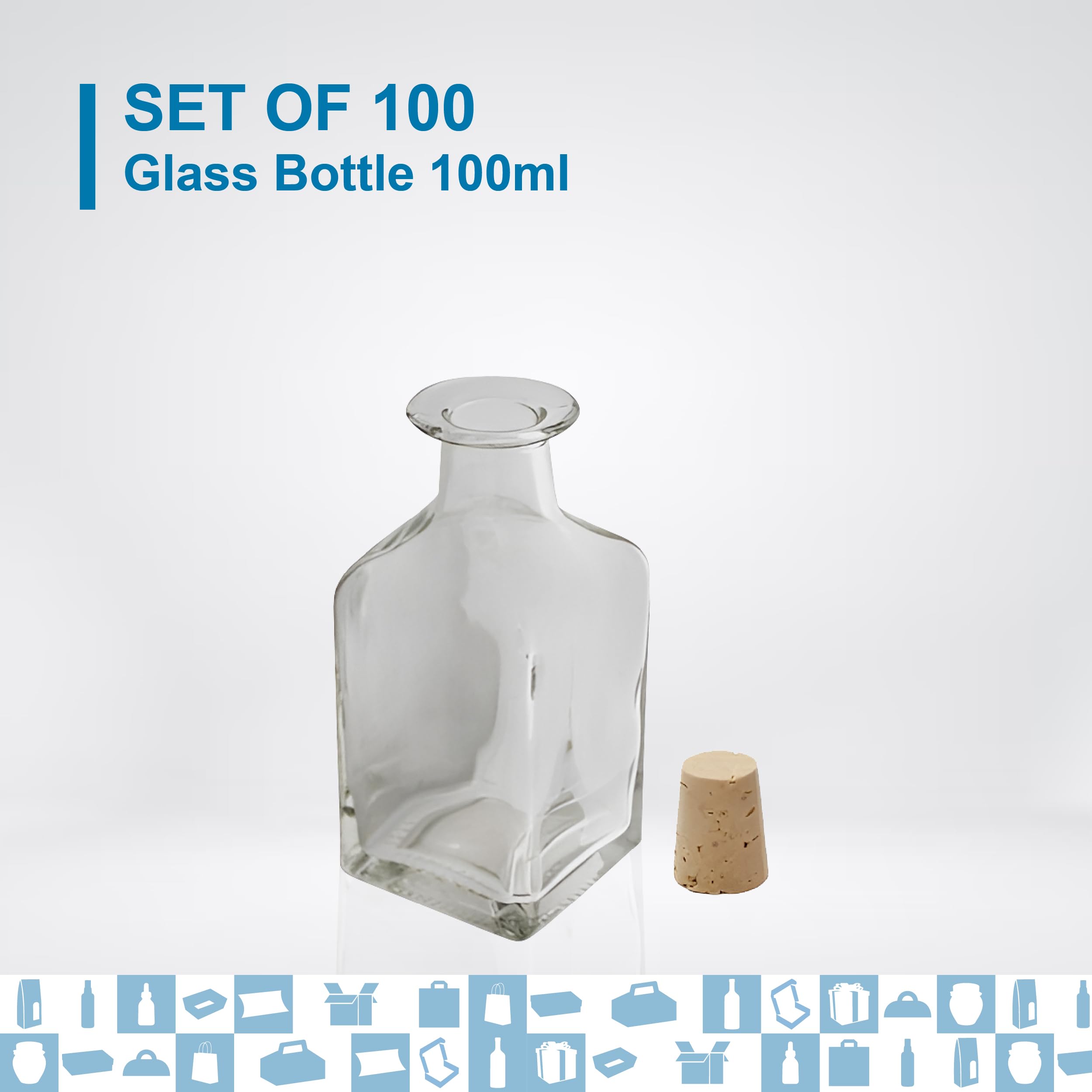 100 bottiglie quadrate in vetro, 100 ml, con tappo in sughero, mini bottiglia per liquori, Whiskey, Rum, vino - boccetta di pozione magica, ideali per campioni e ricordi