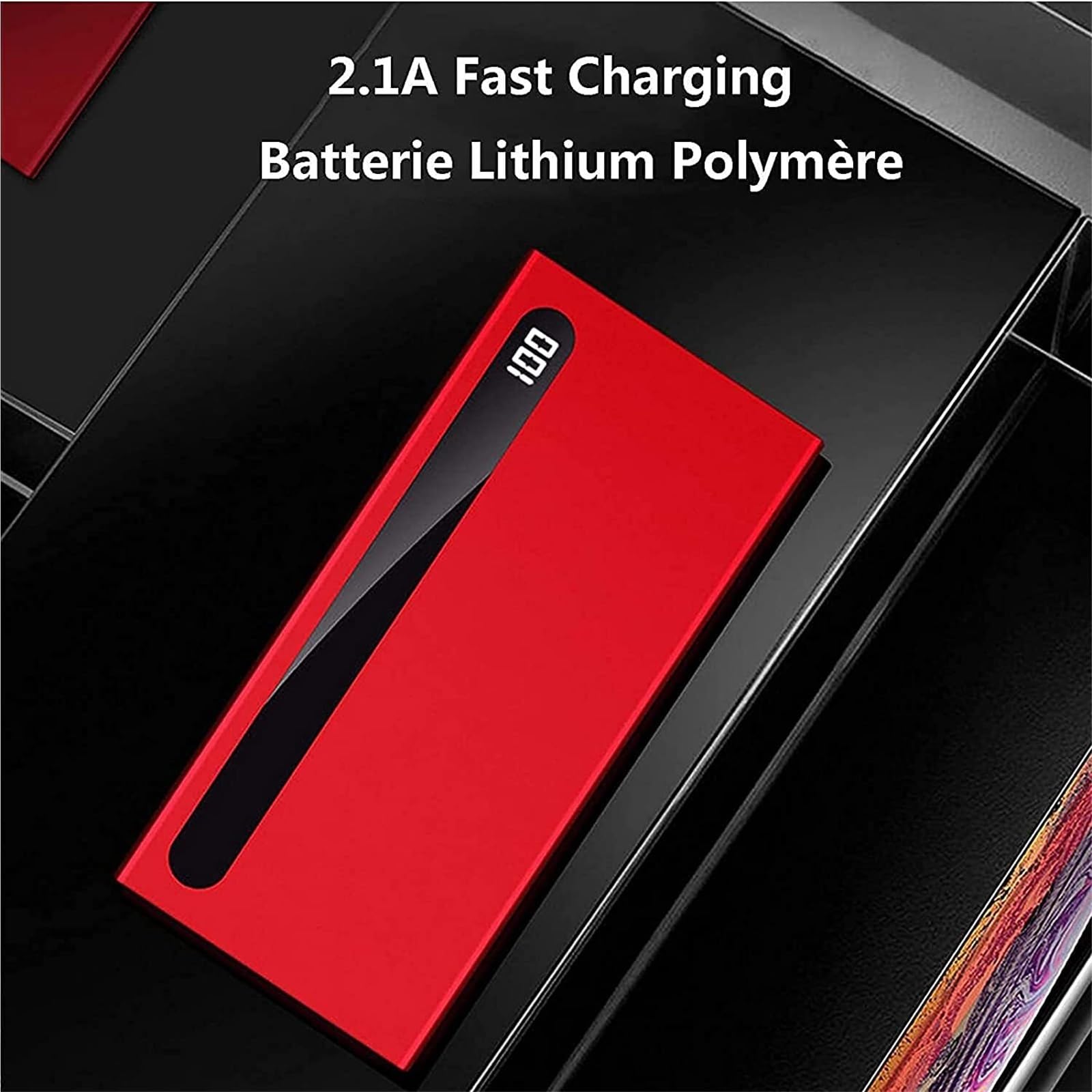 Przenośna ładowarka Power Bank 100000 mAh, 2,1 A, szybkie ładowanie do telefonu, zewnętrzna bateria z cyfrowym wyświetlaczem LED, 2 porty USB i 2 wejścia USB-C, dla telefonu z systemem Android