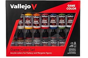 Acylicos Vallejo Acrylic 16 Colors for Dungeons and Dragons Miniatures Painting