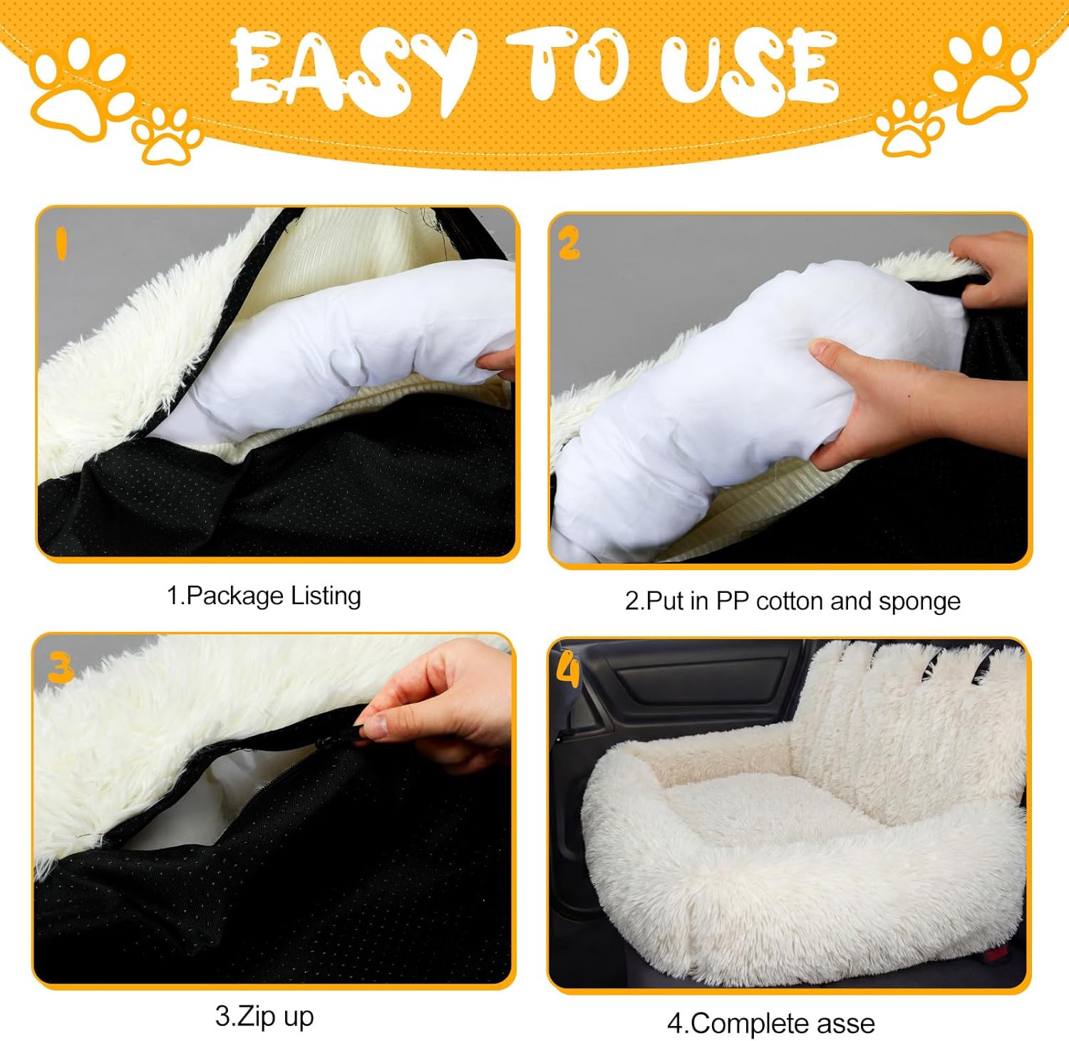 Yookeer Soft Comfortable Dog Protecting Car Bed with Safety Rope System Middle Large Dog Soft Pv Velvet Car Seat Suitable for Cars Suvs Trucks(Classic,43.3x23.6'')