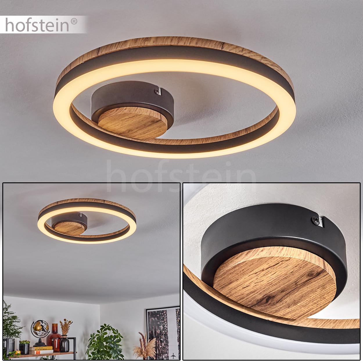 HOFSTEIN LED Deckenleuchte Cascada – Moderne Lampe Für Wohnzimmer, Schlafzimmer, Küche (18W, 3000K)