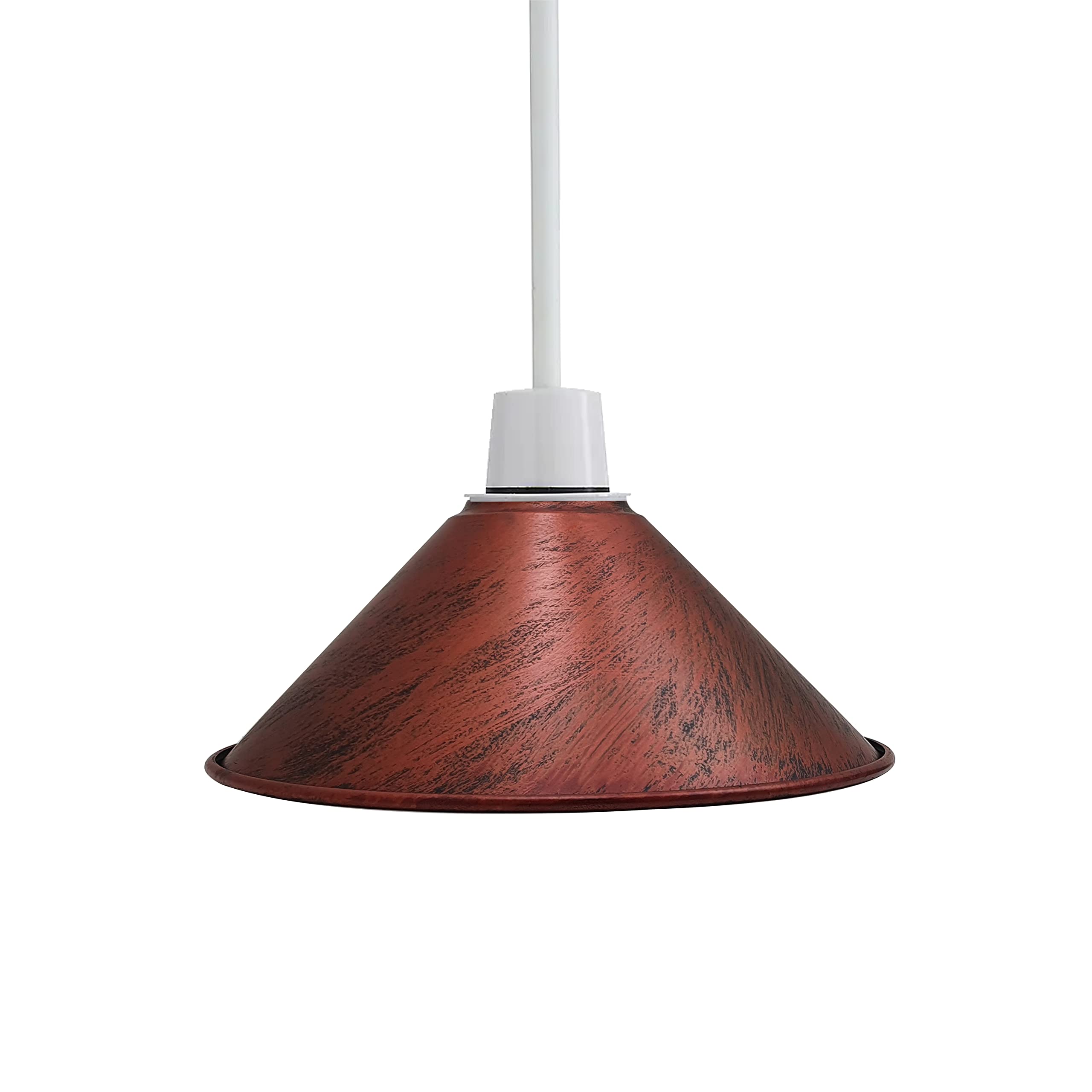 Dc Voltage Rustic Red Vintage Retro Light Shade, Metal Cone Lampshade, Easy Fit Industrial 22Cm Lamp Shade, 4Cm E27 Pendant Hole For Kitchen, Living Room, Hallway (Rustic Red)