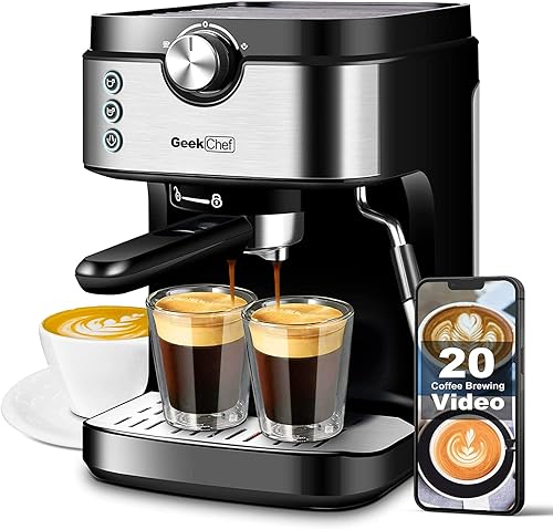 Máquina de café espresso con espumador de leche espumosa, 15 barras de alto rendimiento 1300 W para expreso, capuchino, latte, machiato, para