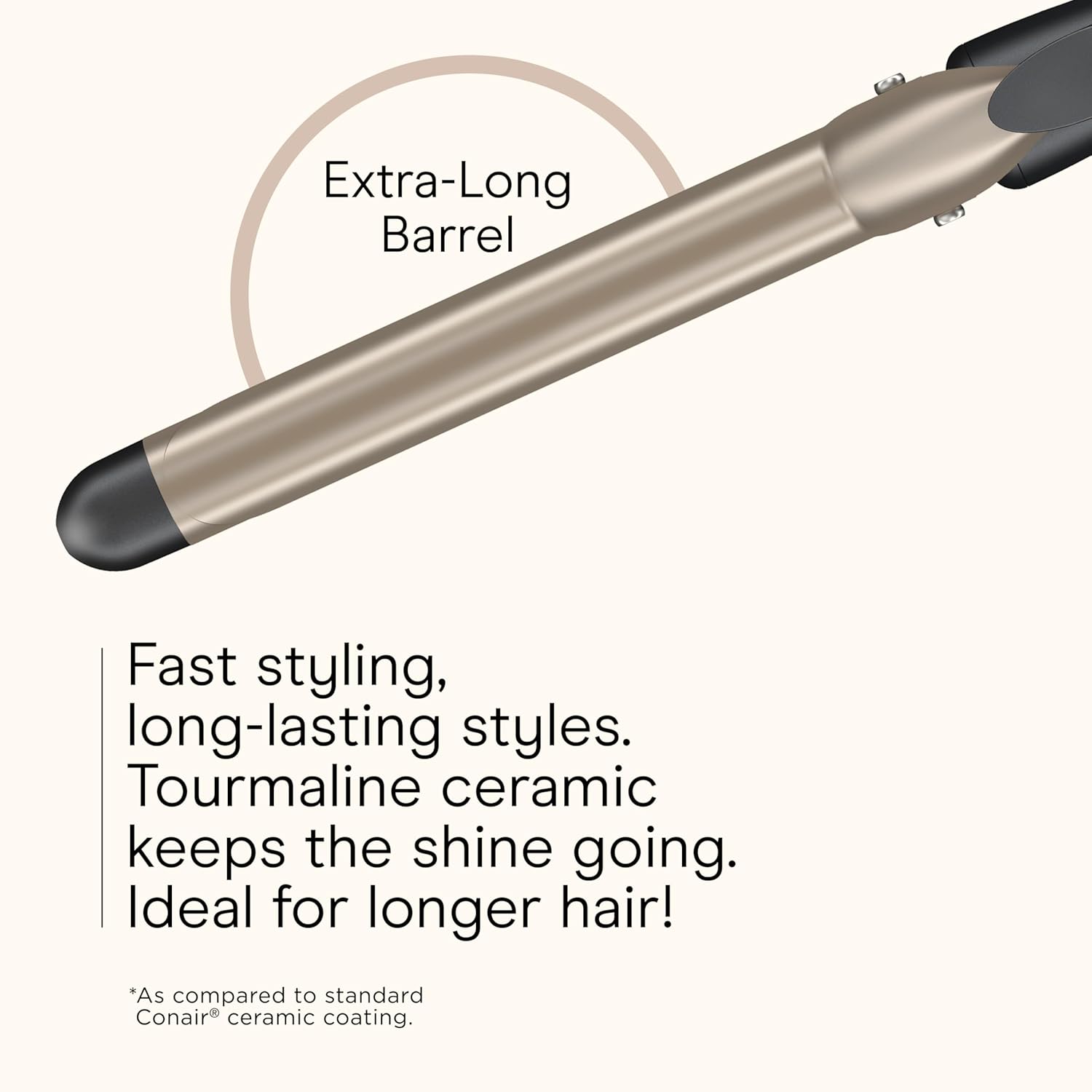 INFINITIPRO BY CONAIR Tourmaline Ceramic Long Barrel 1-Inch XL Curling Iron, 1-Inch Extra Long Barrel Produces Classic Curls, Hair Curler for Use on All Hair, Dark Grey - Image 3