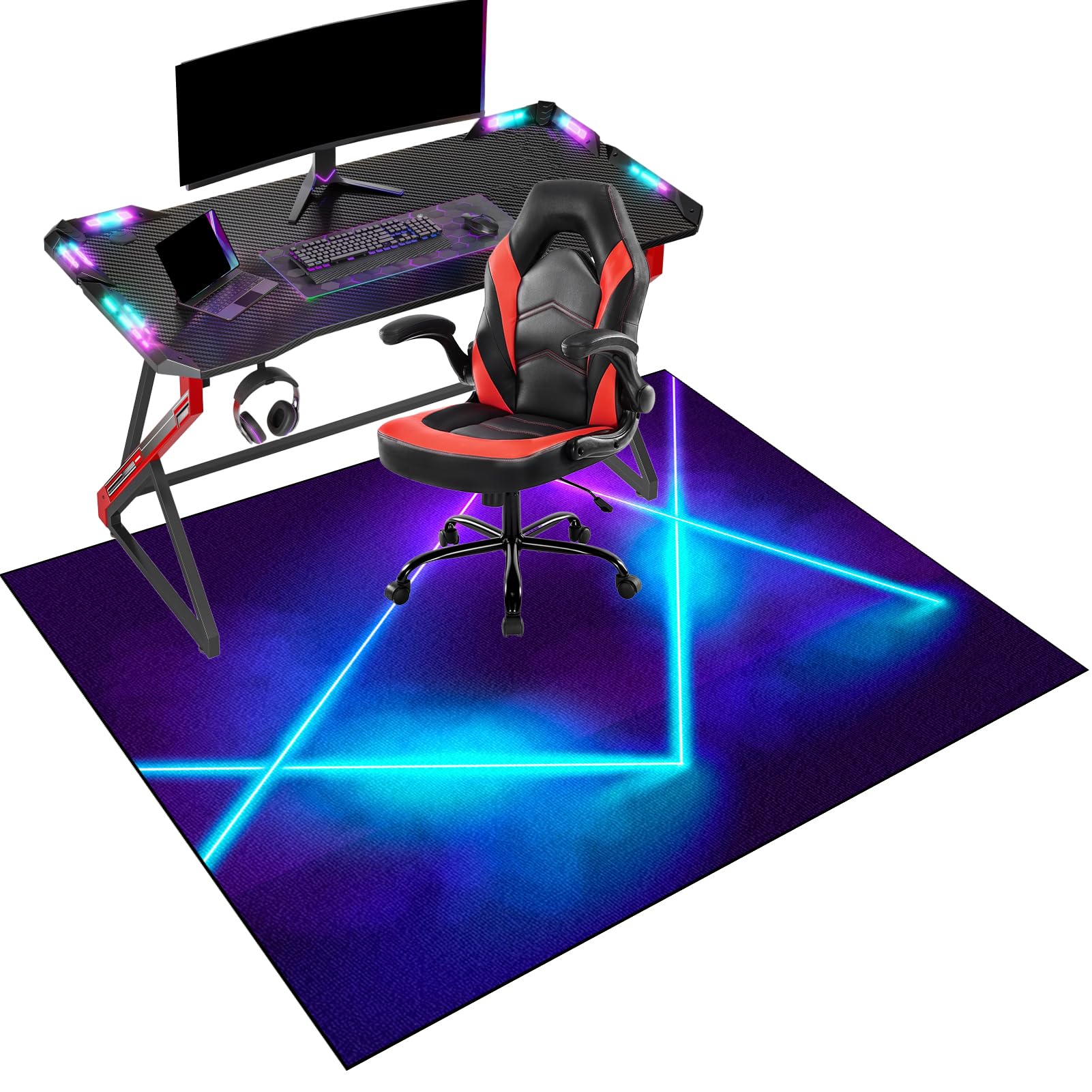 Fcenghox 2501A Office Gaming Chair Mat For Carpet 100 X 140 Cmcomputuer Desk Chair Mat For Hardwood Floor Under Desk Low-Pile Office Rug Gaming Rolling Chair Mat For Hard Wooden Black Protector Rug Washable