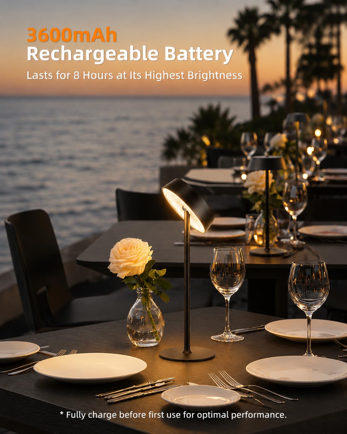 Lámpara de mesa recargable, lámpara inalámbrica, funciona con pilas, control táctil regulable, 3 temperaturas de color RGB, función de memoria LED, lámpara inalámbrica impermeable para exteriores