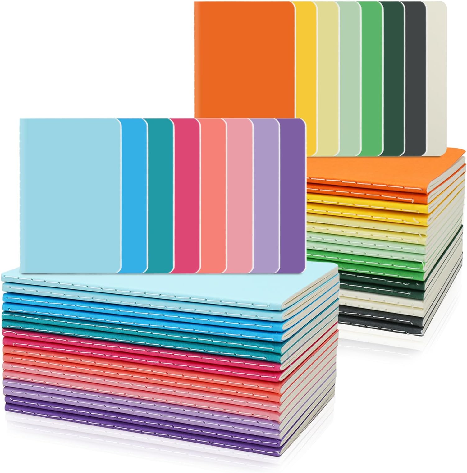 32 Pcs Mini Bulk,3.5" x 5.5" Mini Journal Pocket Set,16 Color, 60 Pages Blank Paper Small Pocket Notebook Set For Writing Memos Diary Making Plans (Blank)