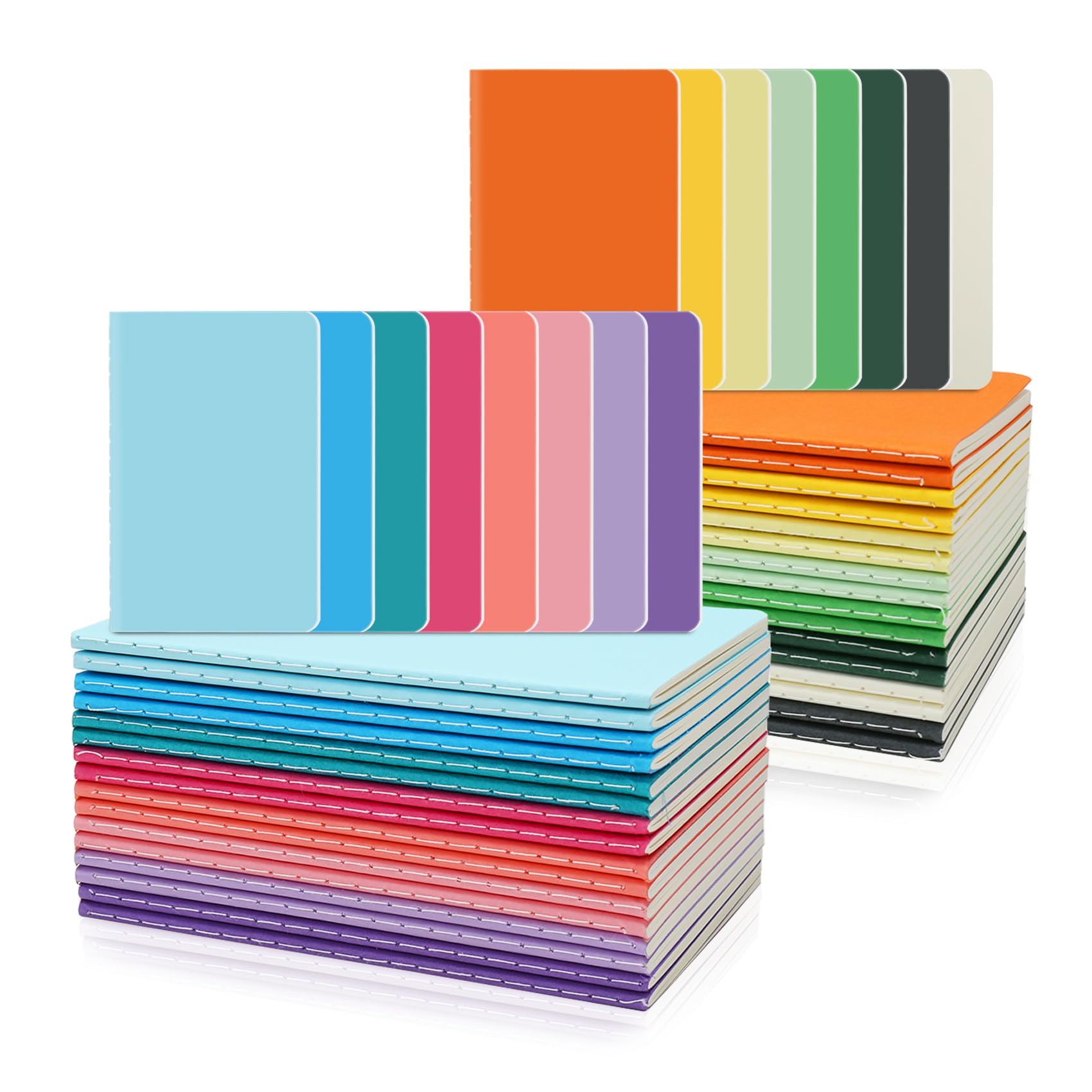 Yocdunm 32 Pcs Mini Bulk,3.5" x 5.5" Mini Journal Pocket Set,16 Color, 60 Pages Blank Paper Small Pocket Notebook Set For Writing Memos Diary Making Plans (Blank)