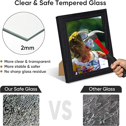 Miniatura 4 de Nacial Juego de 4 portarretratos de 5 x 7, marcos de fotos retro rústicos con vidrio templado, pantalla de 4 x 6 con paspartú o fotos de 5 x 7 sin