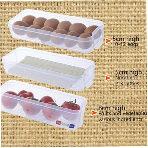 Miniatura 5 de Caja de almacenamiento para nevera de 1 nivel, organizador de frutas y alimentos, contenedor de recolección de celdas