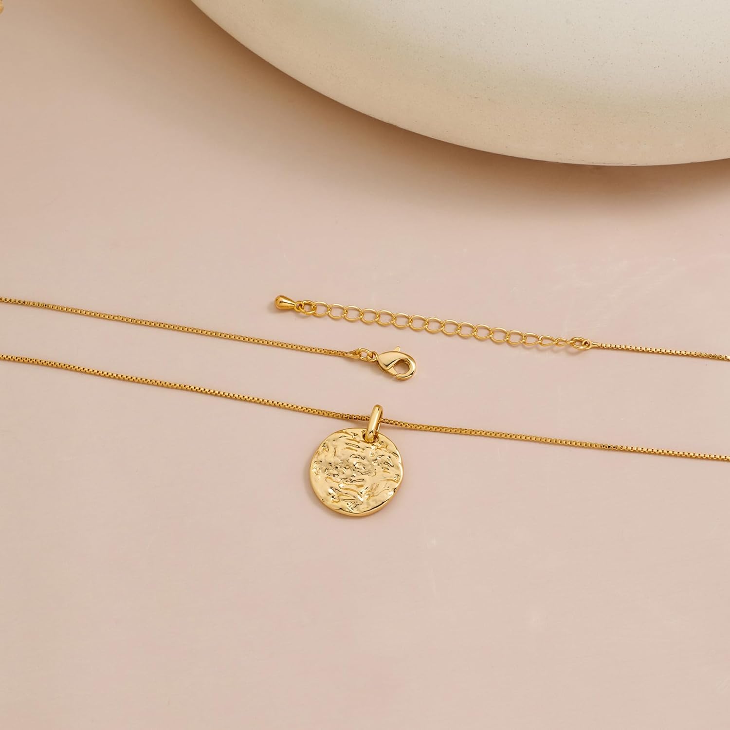 Big Disc Square Pendant Necklaces for Women,Geometric Pendant Chain Necklace Cute Dainty Tag Necklaces for Women Trendy Simple Womens Jewelry - Image 5