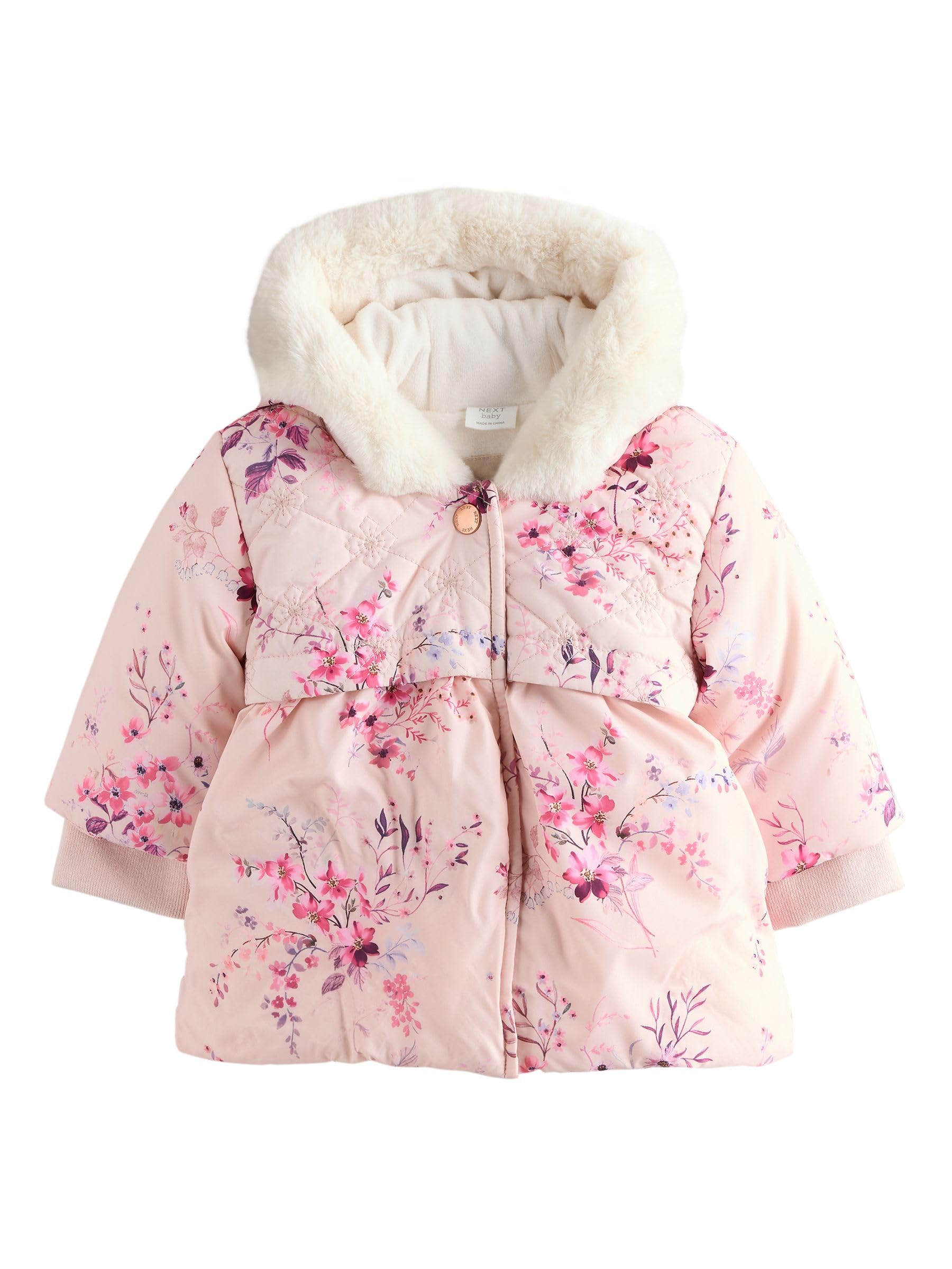 NEXT Bambina Giubbotto bebè a fiori | Neonato, Standard, Zipper, Lavabile in lavatrice