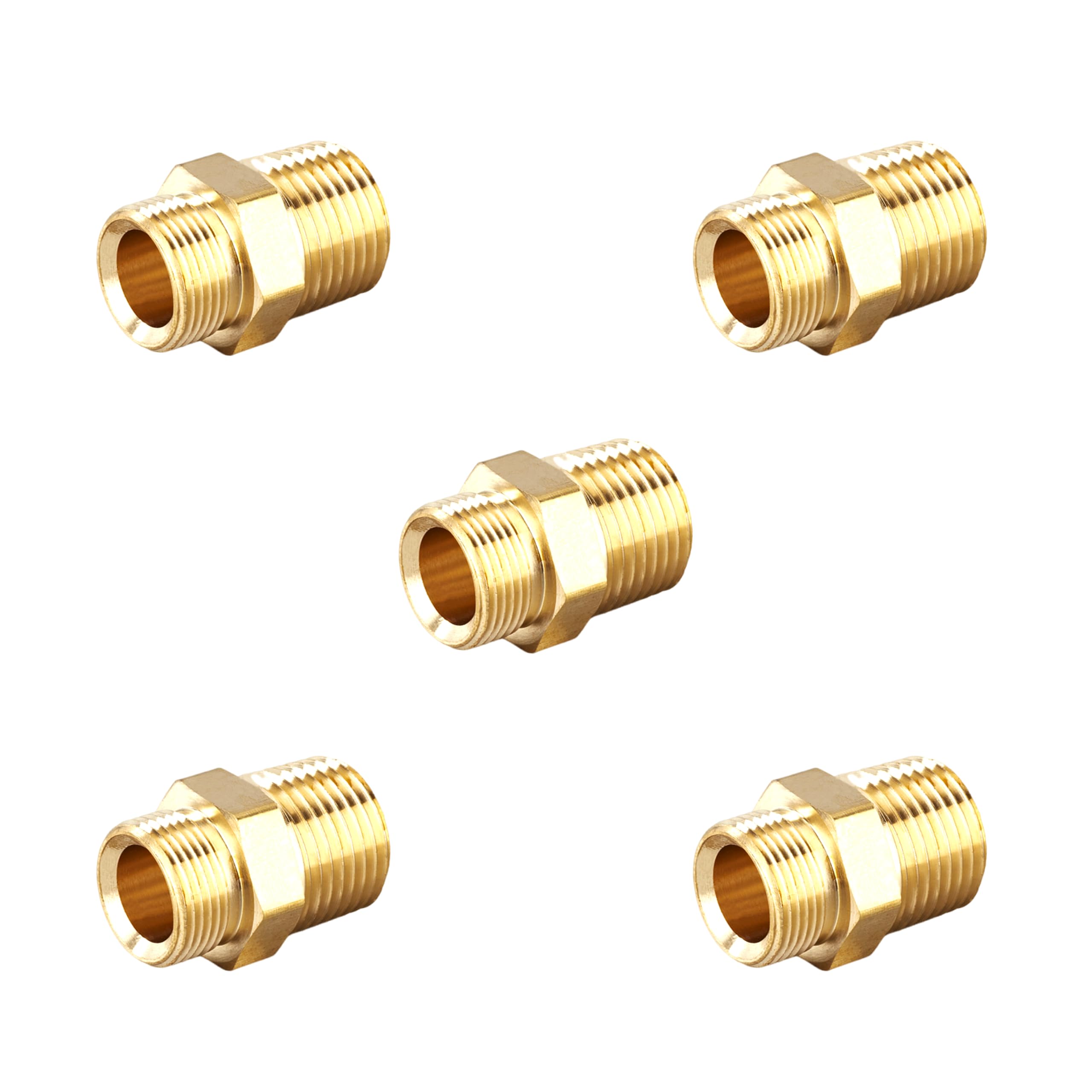 Mosiężny adapter do węża męskiego mosiężny wąż ogrodowy (5 szt.) (1,3 cm x 1,3 cm NPT)