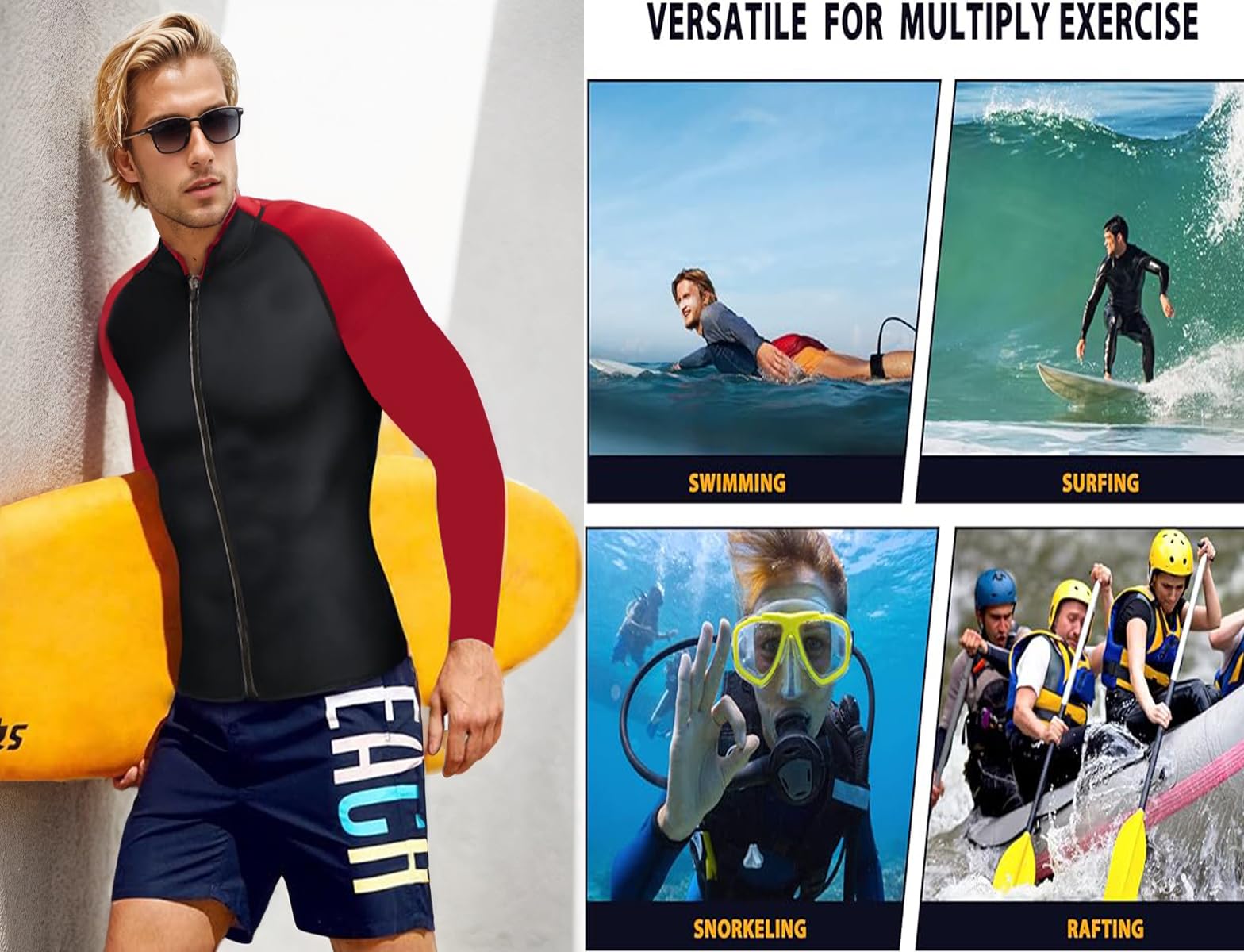 Neoprenanzug Jacke Neoprenhosen Herren 2mm Neoprenanzug Top Tauchhose Langarm Neopren halten warm Tauchanzug Hosen für Tauchen Surfen Schwimmen Schnorcheln Kajak Erwachsene