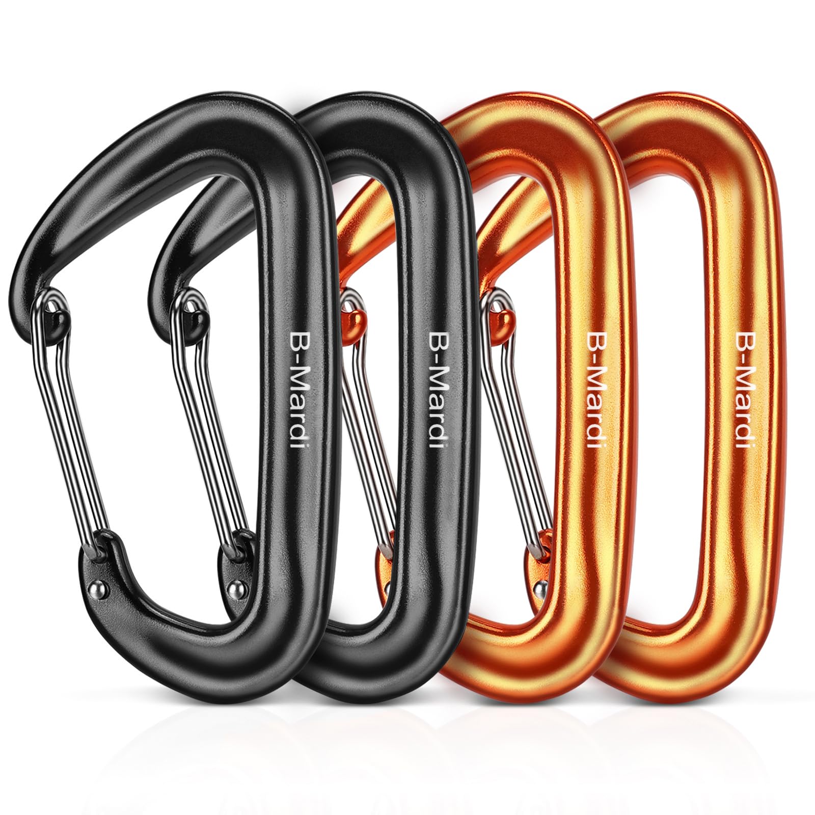 B-Mardi Carabiner Clips Heavy Duty 12kN (2697 lbs)-Lightweight Locking Carabiners for Camping, Hiking, Hammock, Dog Leash Harness, Outdoor and Gym etc, Keychains& Utility