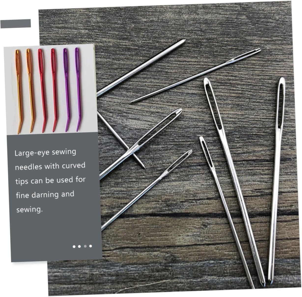 Gogogmee Needle Thread Sewing Set 18pcs Large Eye Sewing Needles for Upholstery Yarn Craft Handmade Projects Random