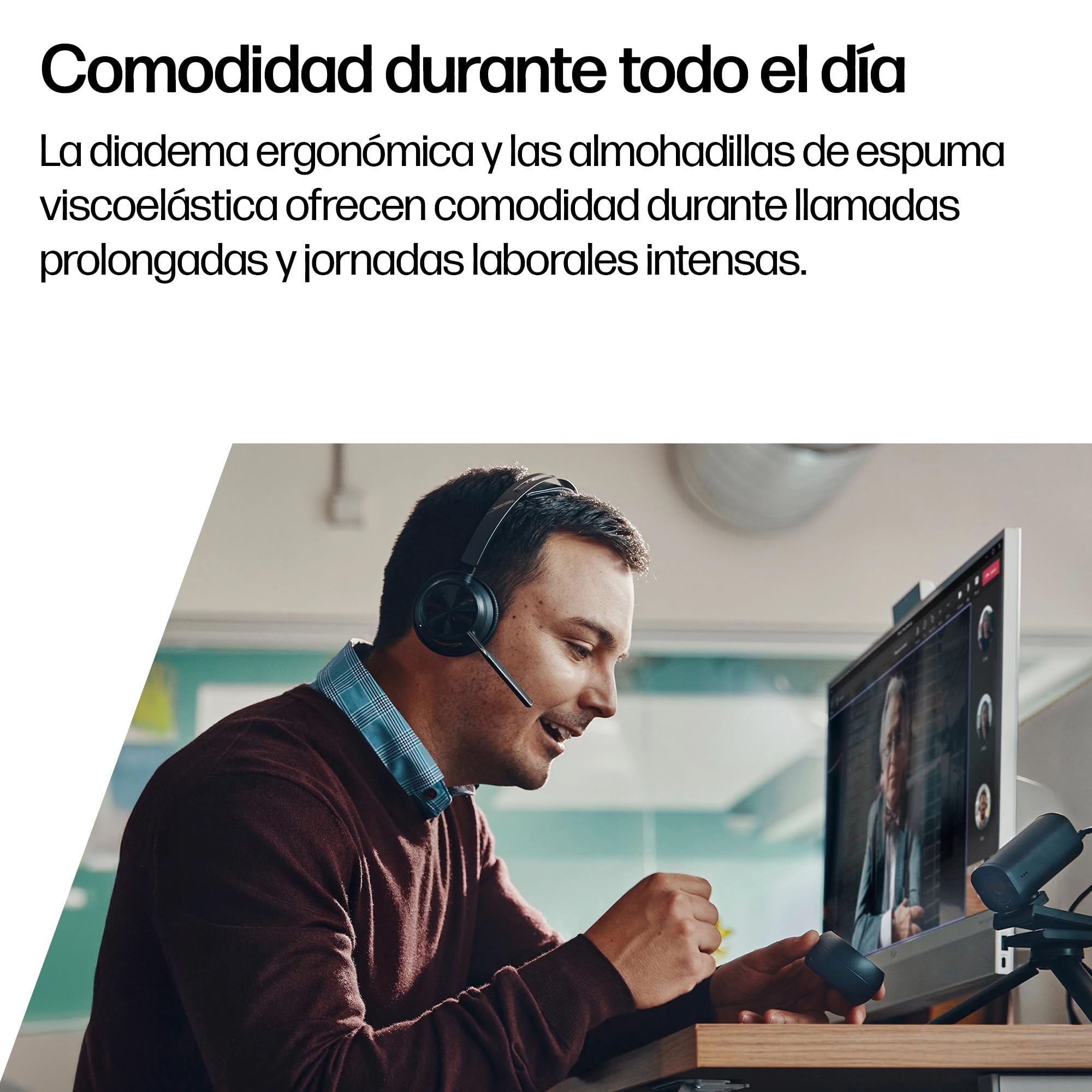Poly Voyager Focus 2 Auriculares inalámbricos UC con micrófono y soporte de carga: compatible con PC a través del adaptador BLUETOOTH BT700 incluido o mediante cable USB