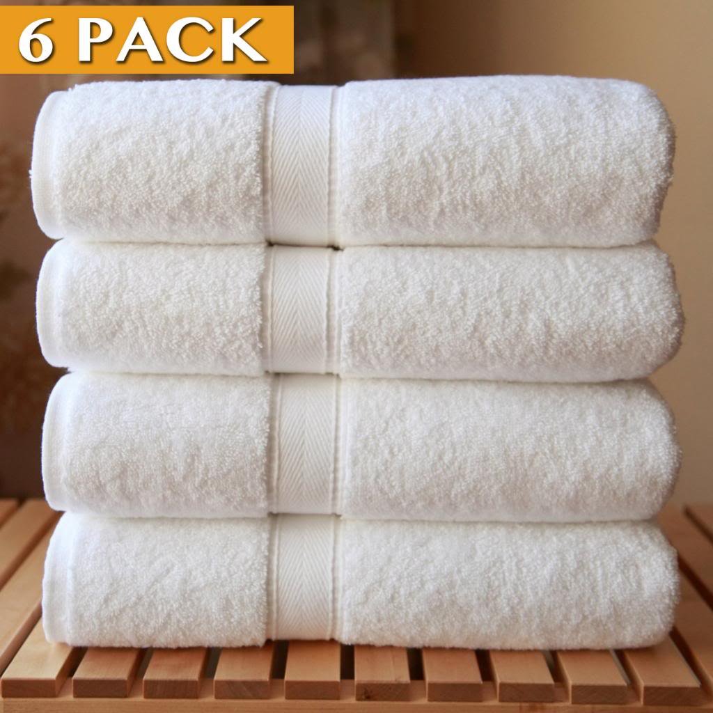 Lamma Loe 100-Percent Cotton Hand Towels, White, 6-Pack