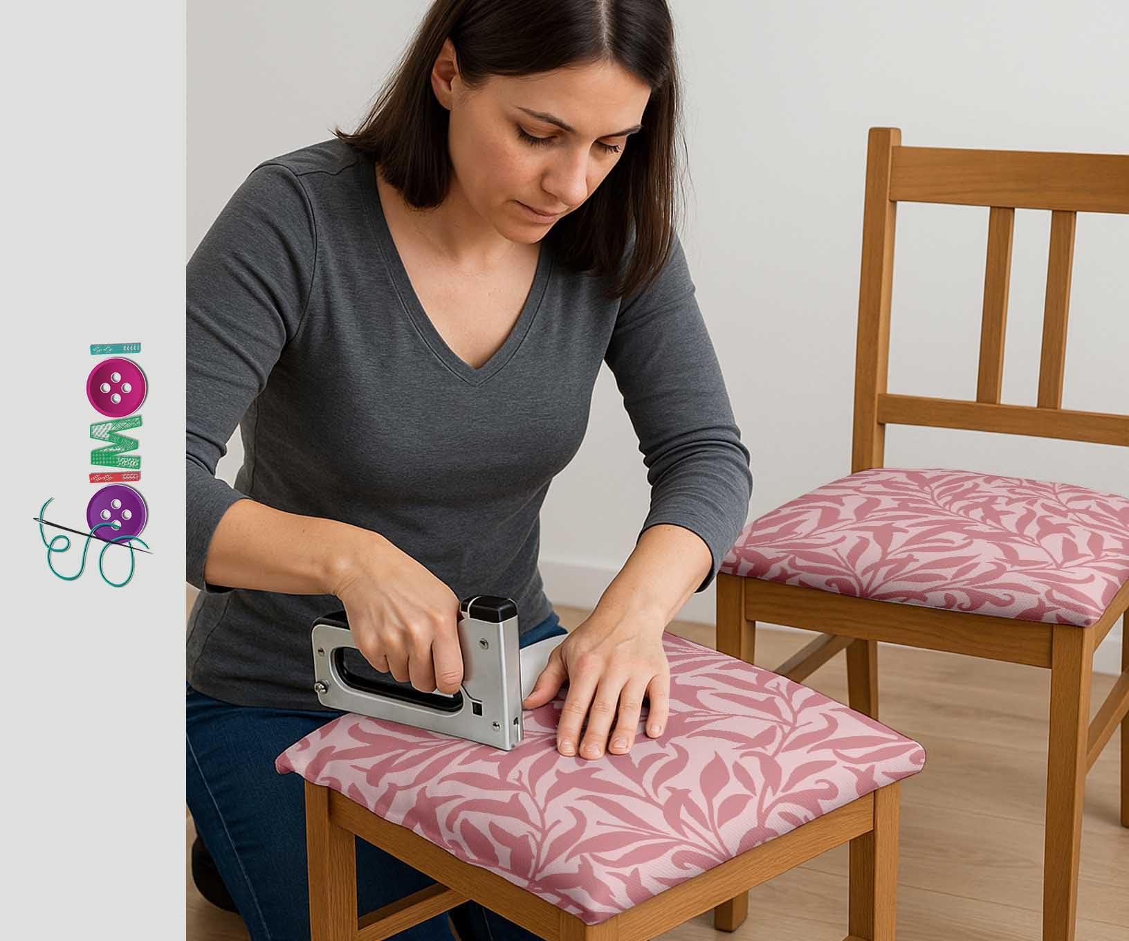Soimoi Toile de coton imprimée | Motif feuilles - Rose | 142 cm de large | Vendu au mètre | Tissu d'ameublement et de loisirs créatifs très résistant