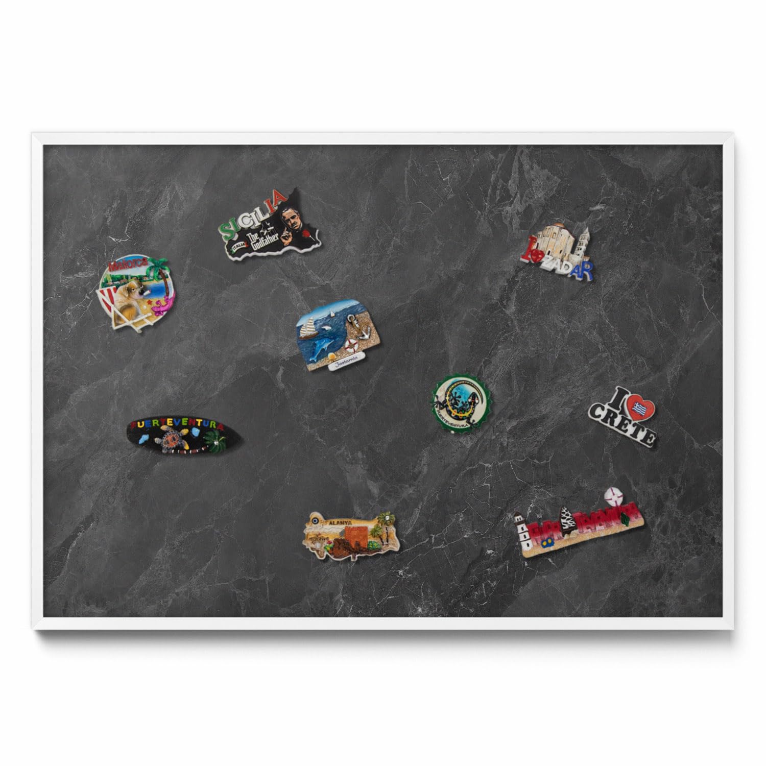 Tulup Lavagna Magnetica 100x70 cm – Bacheca da Parete – – – Design Elegante – Organizzazione & Appunti – Arredo Soggiorno/Ufficio – Planner Giornaliero – Home Office –Dunkle Steinstruktur