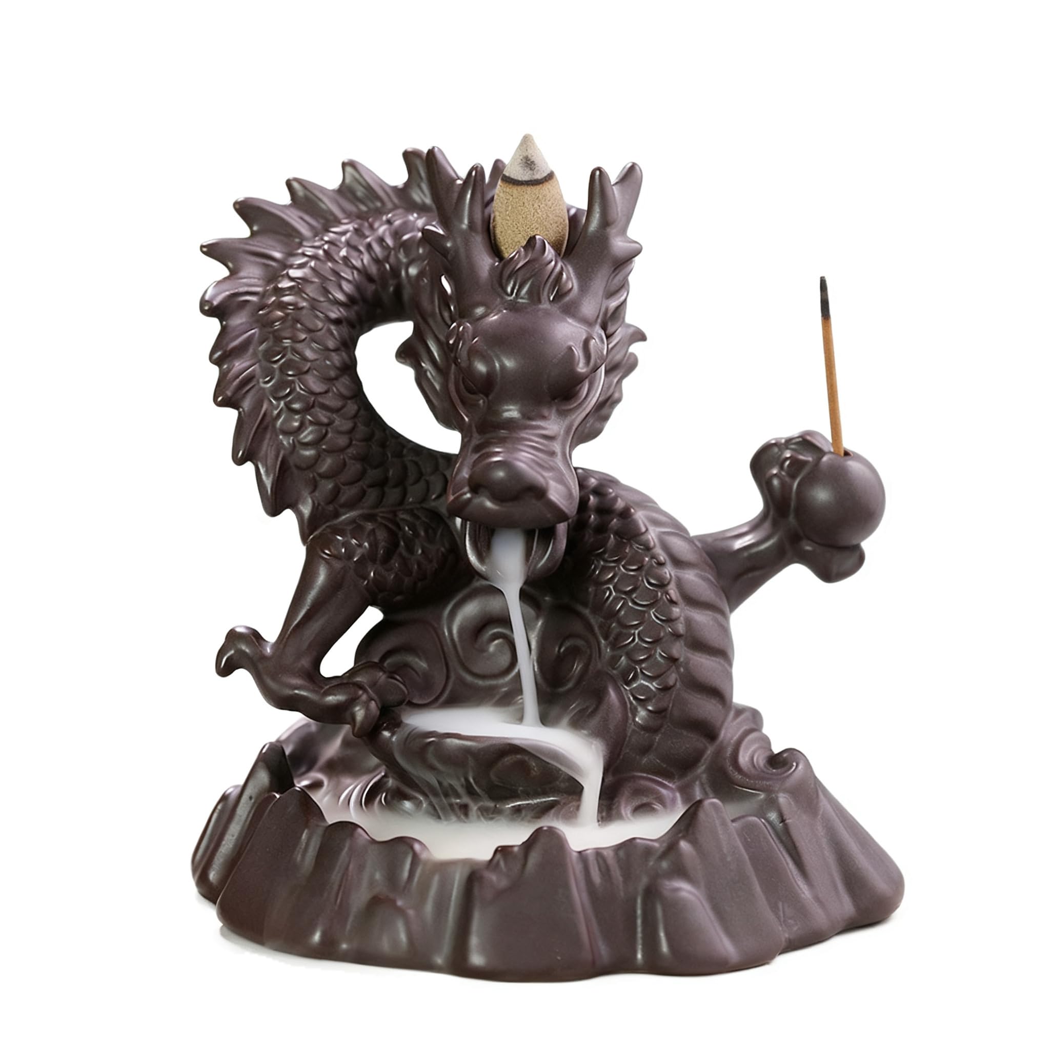 Zambuph LED Waterfall Incense Burner Dragon Aesthetic Comfortable Spaces Holding Back Incense Cones Effortlessly Dragon Burner Cones Holder Back