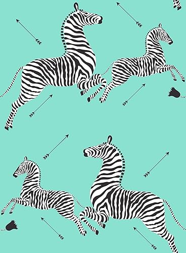 Miniatura 8 de Scalamandre Azure Zebra Safari - Papel tapiz para despegar y pegar, color azul