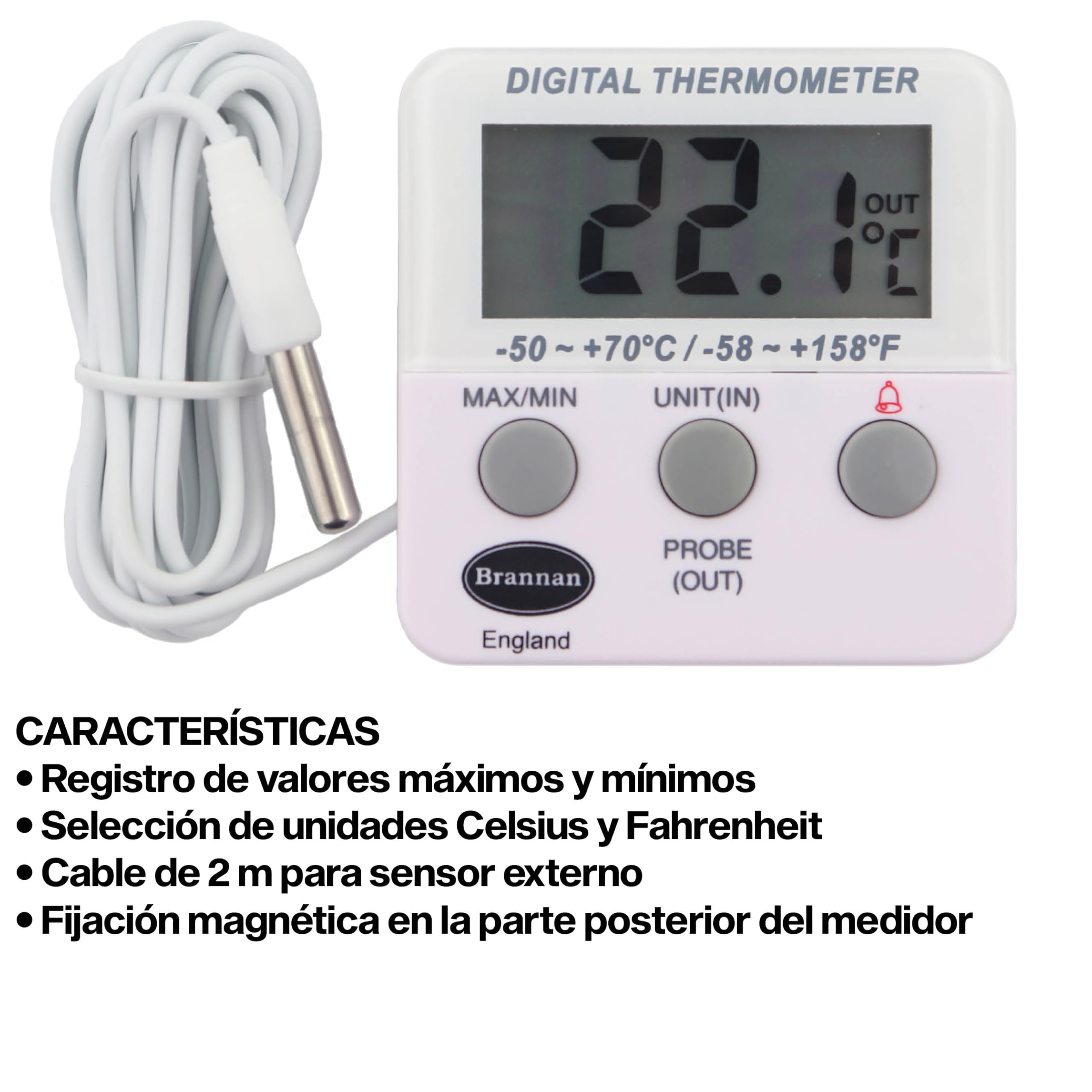 Nevera digital o un termómetro de congelador con alarma