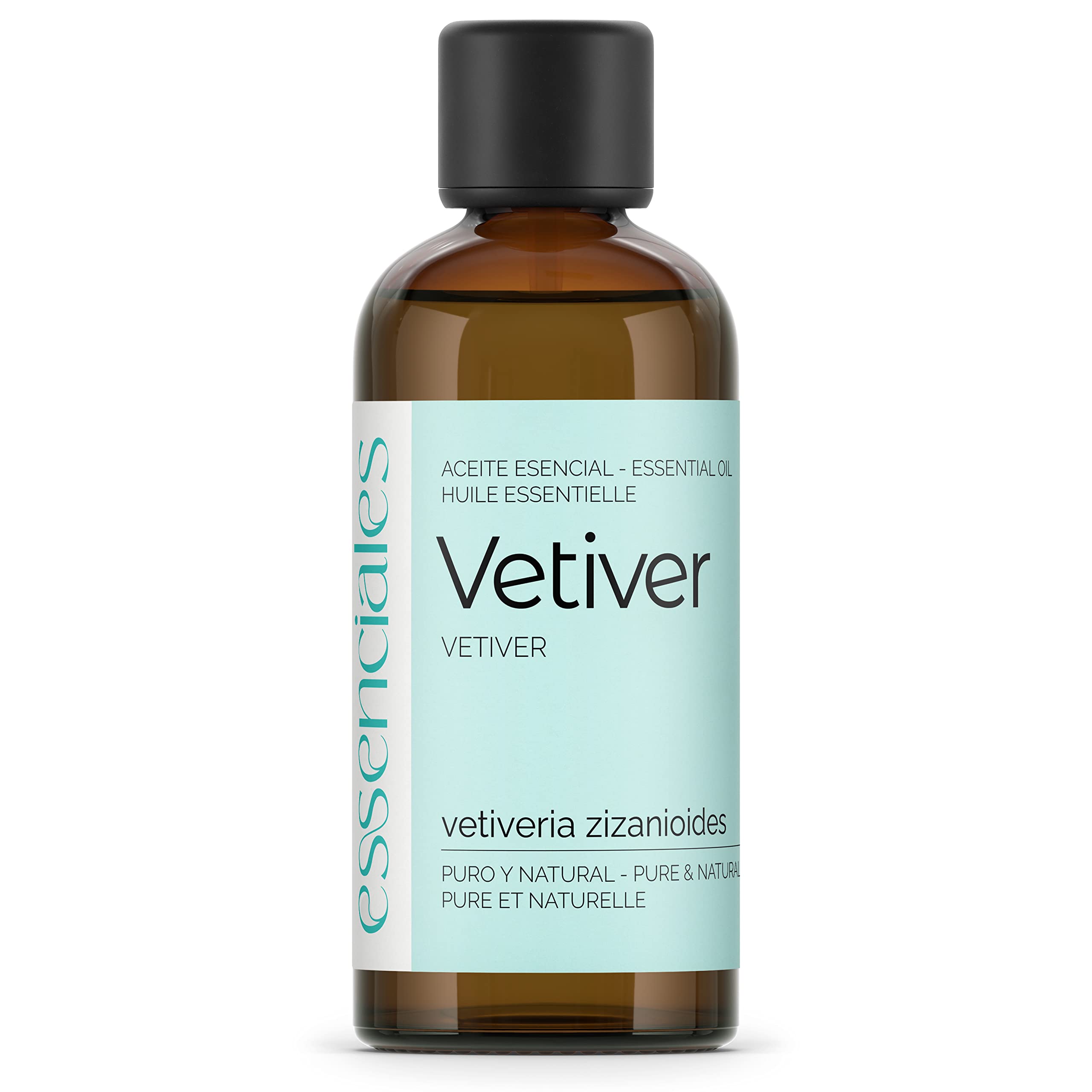 ESSENCIALES Aceite Esencial de Vetiver 100 ml – 100% Puro y Natural – Aroma Envolvente – Ideal para Difusor, Relax y Aromaterapia