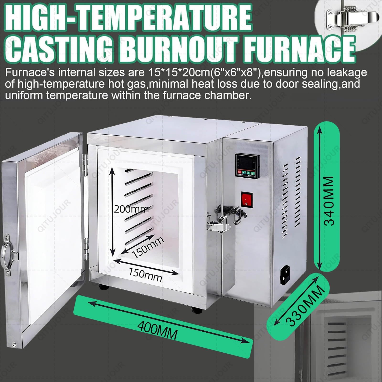 Four Professionnel De Fonte à Cire Perdue 1500 W, Four De Table Compact Pour La Fonte à Cire Perdue, Température Maximale De 800/900℃, Contrôle Numérique, Chauffage Uniforme Sur 4 Côtés(CONSTANT TEMP)