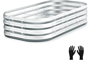 Raised Galvanized Garden Bed - Sturdy Vegetable Planter Box for Outdoor Gardening