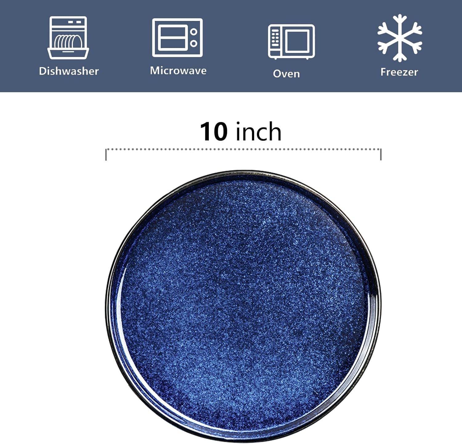 Vicrays 18-Piece Kitchen Dinnerware Set, Ceramic Flat Dinner Plates, Salad Plates, Bowls Set, Microwave, Oven, and Dishwasher Safe, Scratch Resistant, Suitable for Home, Party, Restaurant (Blue)