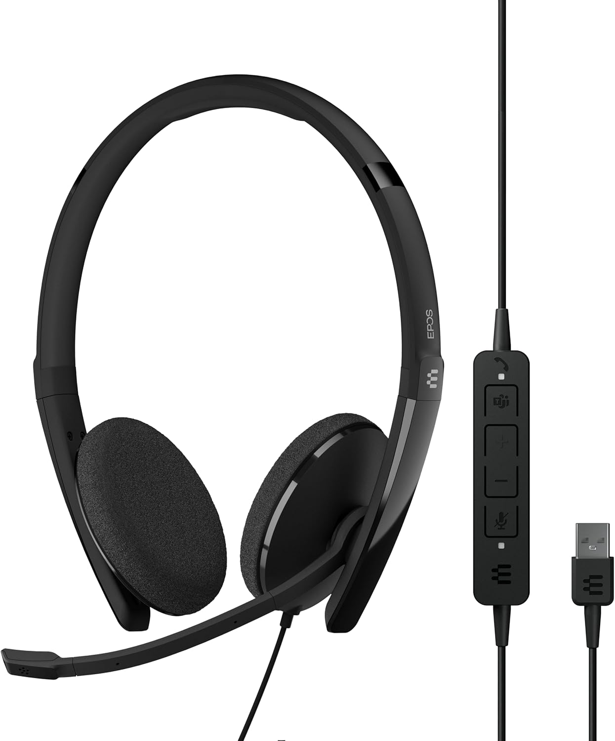 EPOS Adapt 160T USB II - Wired, Double-Sided Headset – USB Connectivity, MS Teams Certified, UC Optimized – Superior Stereo Sound - Enhanced Comfort - Call Control - Black
