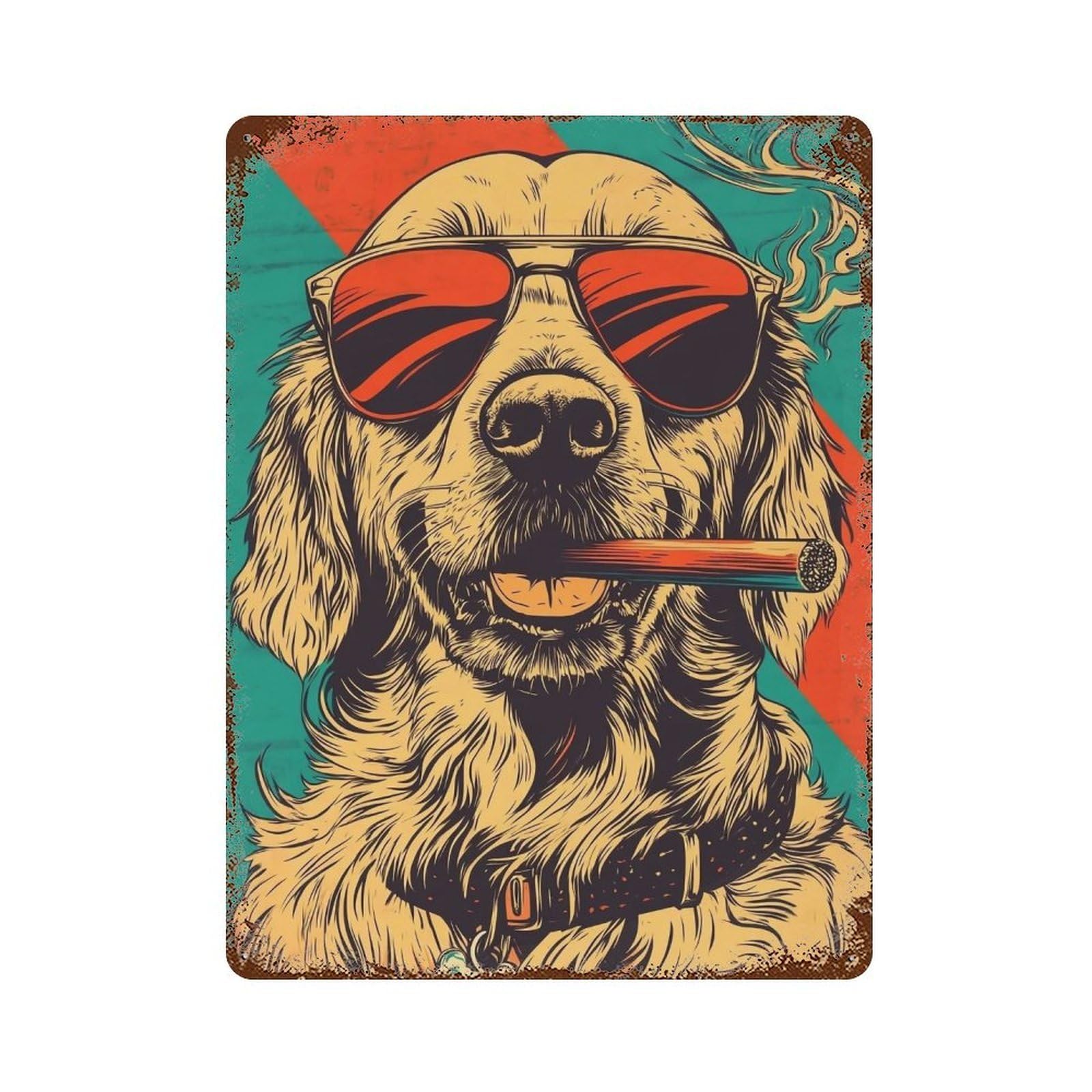 HDURYEYRYY Cool Retro Pup 02 Wall Retro Iron Vintage Art Metal Tin Sign Poster Modern Home Cofffee Club Art Bar Shop Decor 40x30cm