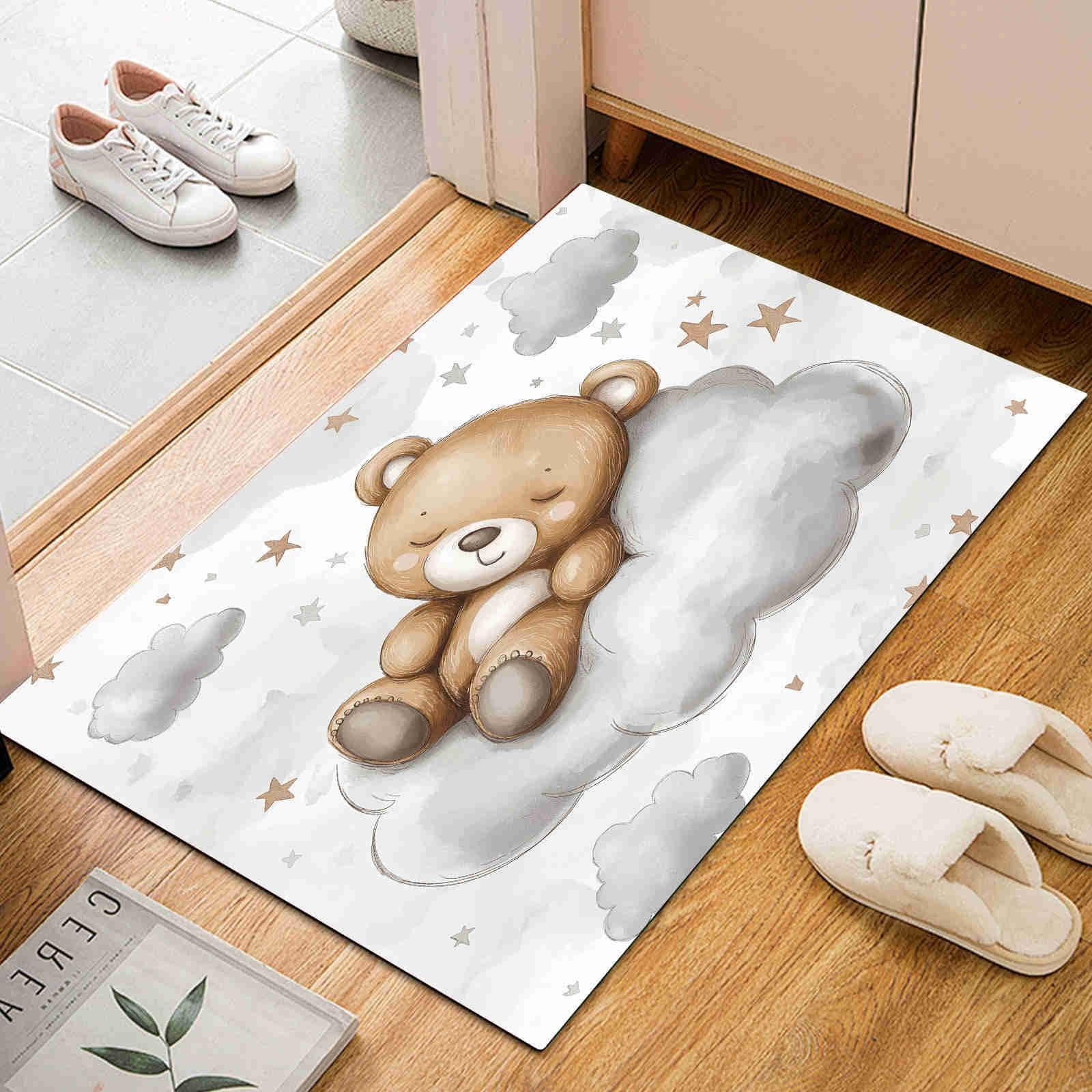 Dywaniki dla dzieci z motywem kreskówkowym miś, 200 x 250 cm, urocza chmura, zmywalny, dywanik do pokoju dziecięcego, sypialni, salonu, antypoślizgowa mata podłogowa do pokoju zabaw