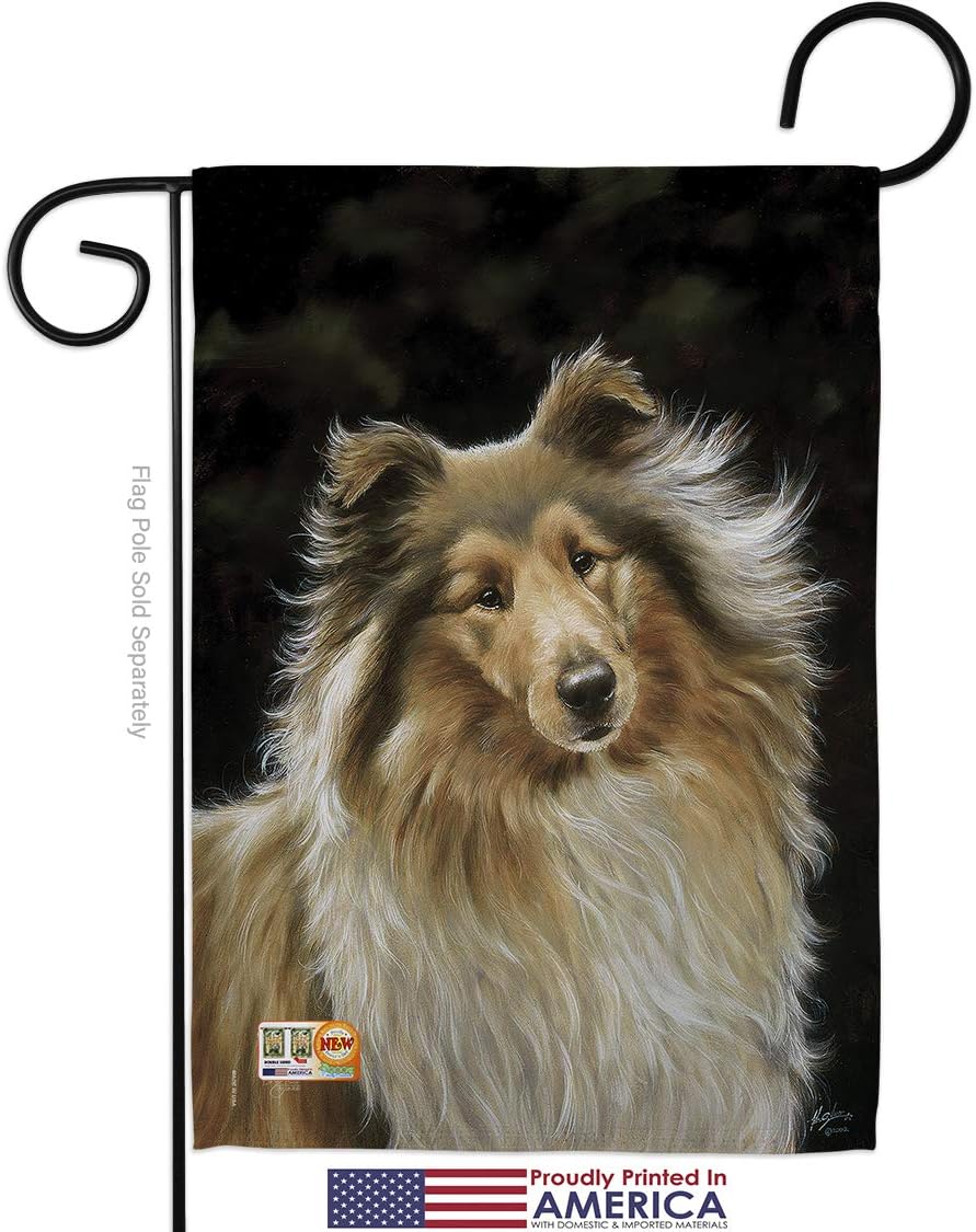 Dog Collie Garden House Flags Set Animals Puppy Spoiled Paw Canine Fur Pet Nature Farm Animal Creature Small Decorative Gift Yard Banner Made In USA 28 X 40