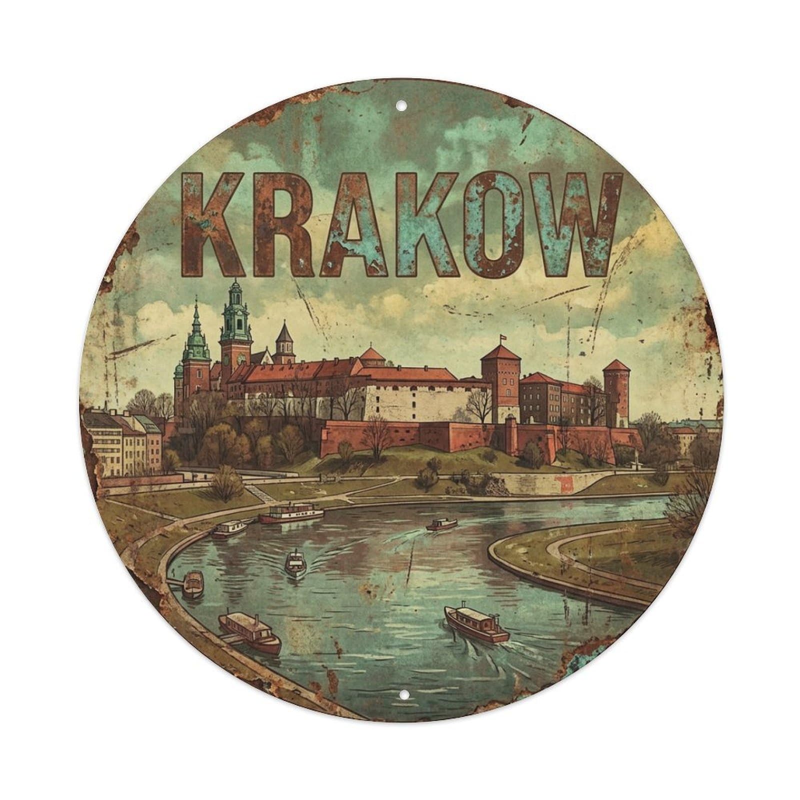 Galvaxio Style Retro Travel Poland Krakow Metal Tin Sign