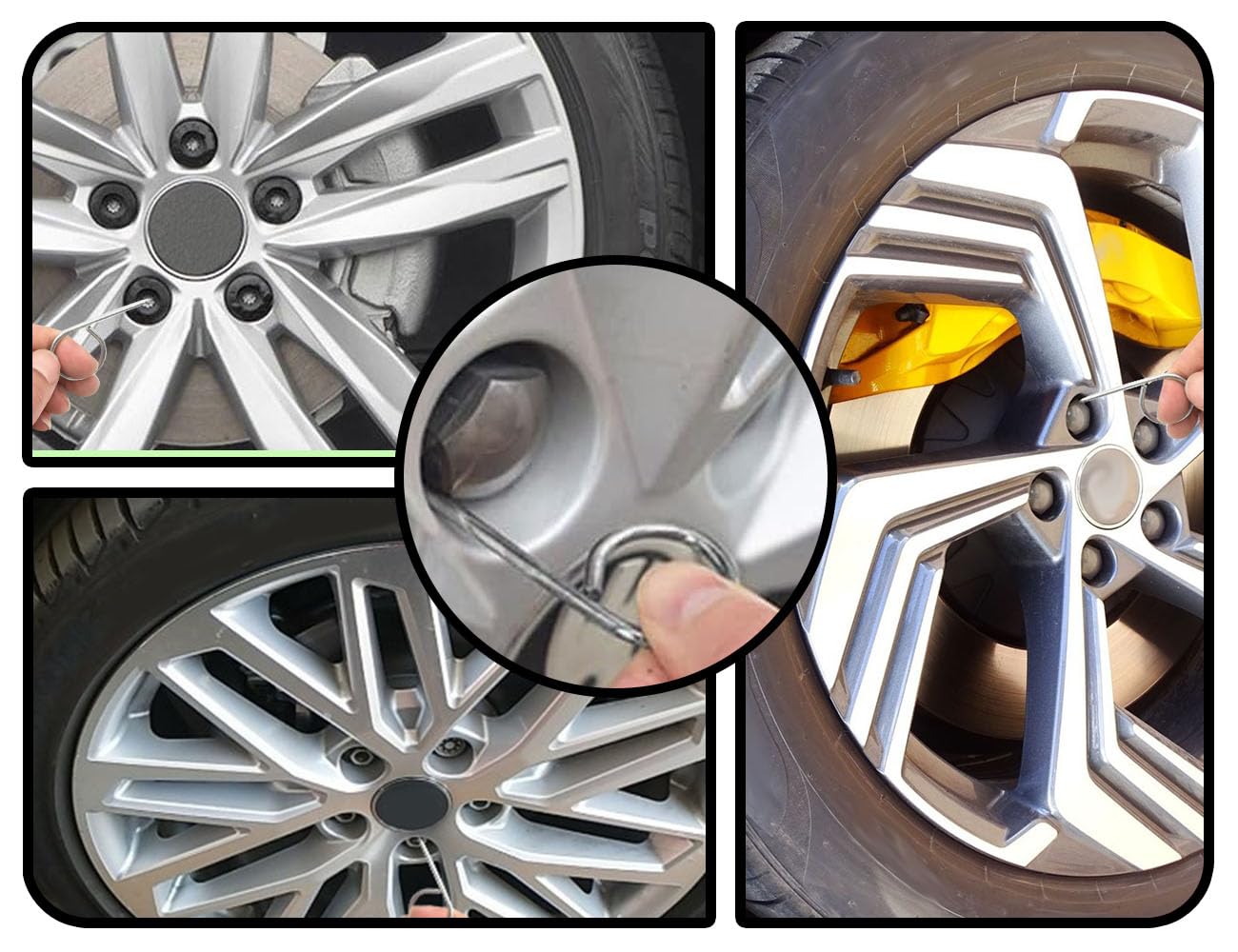 Set 4 Copribulloni Auto – Strumento Rimozione Cappucci Radiali In Acciaio Inox – Estrattore Per Dadi Ruota E Pinza - 2