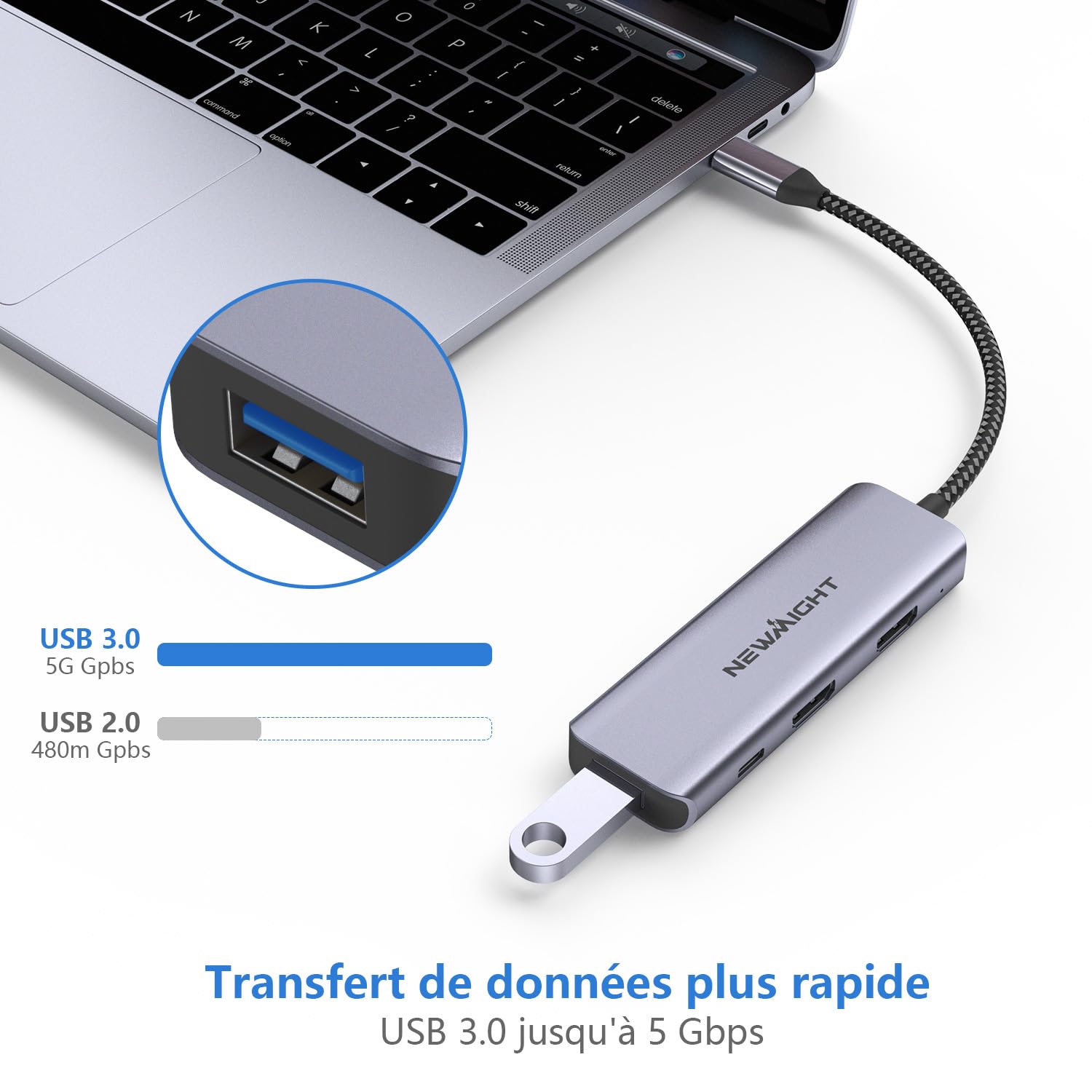 Adaptateur USB C Double HDMI 4 en 1,Compatible Macbook,iPad,Windows,PC | Station d'accueil USB-C pour Deux écrans, équipée de 2 Ports HDMI, USB 3.0, Charge PD 100 W