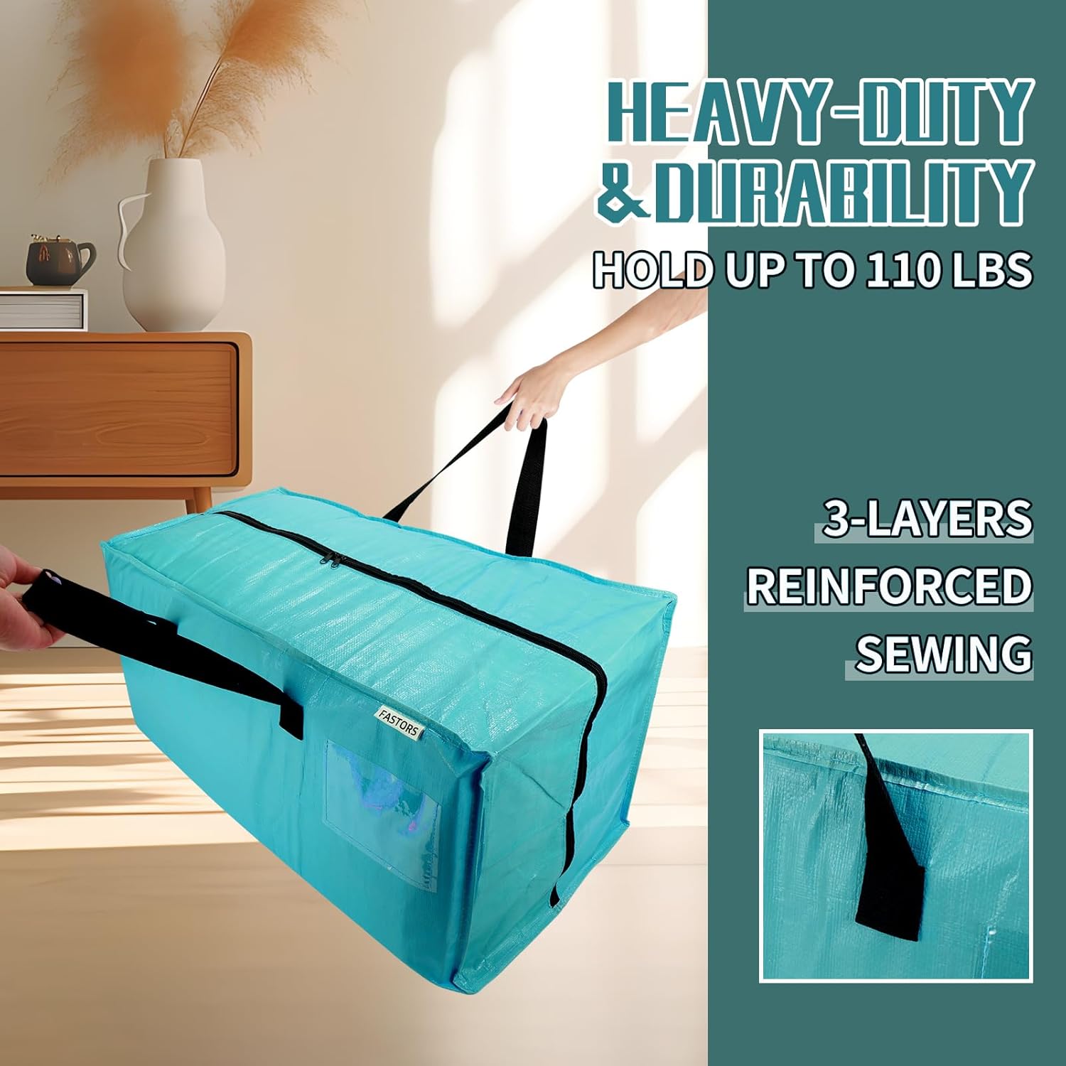 6-Pack Moving Bags,Heavy Duty Large Storage Bags with Zippers & Backpack Straps,Space Saver Bags are Packing Supplies for Moving & Travel,Alternative to Moving Boxes(BLUE) - Image 6