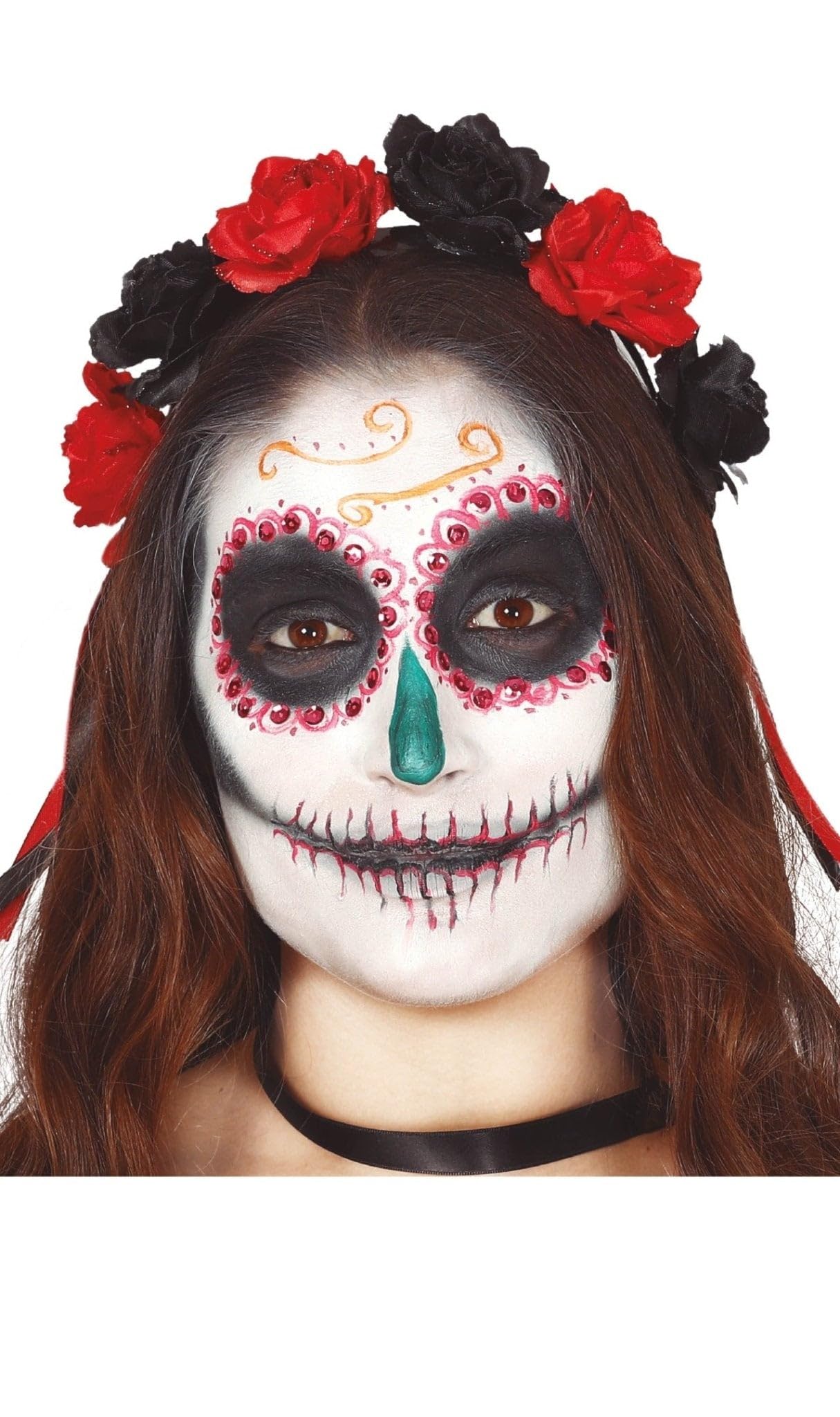 FIESTAS GUIRCA Red and Black Flowers Catrina Headband