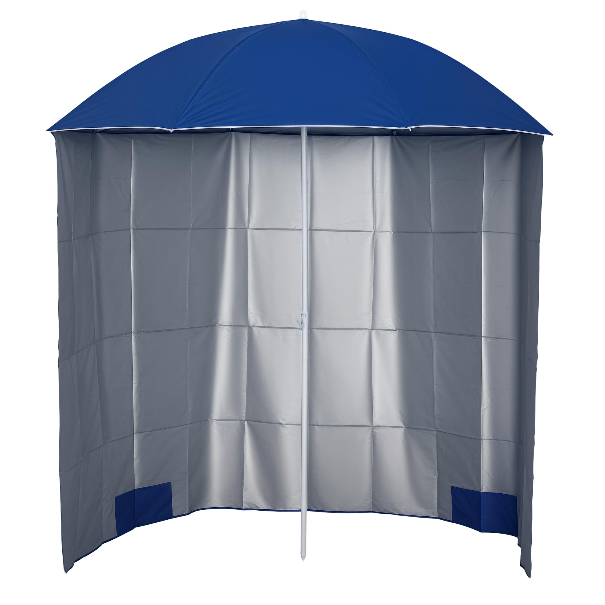 Outsunny Sombrilla de Playa con Panel Lateral Ø220x220 cm Parasol para Terraza con Apertura Manual 8 Varillas de Acero y Bolsa de Transporte para Jardín Piscina