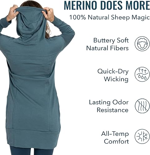 Miniatura 2 de Women's Merino Wool Hoodie By Woolly RWS Certified Warm, Soft, Seattle Designed