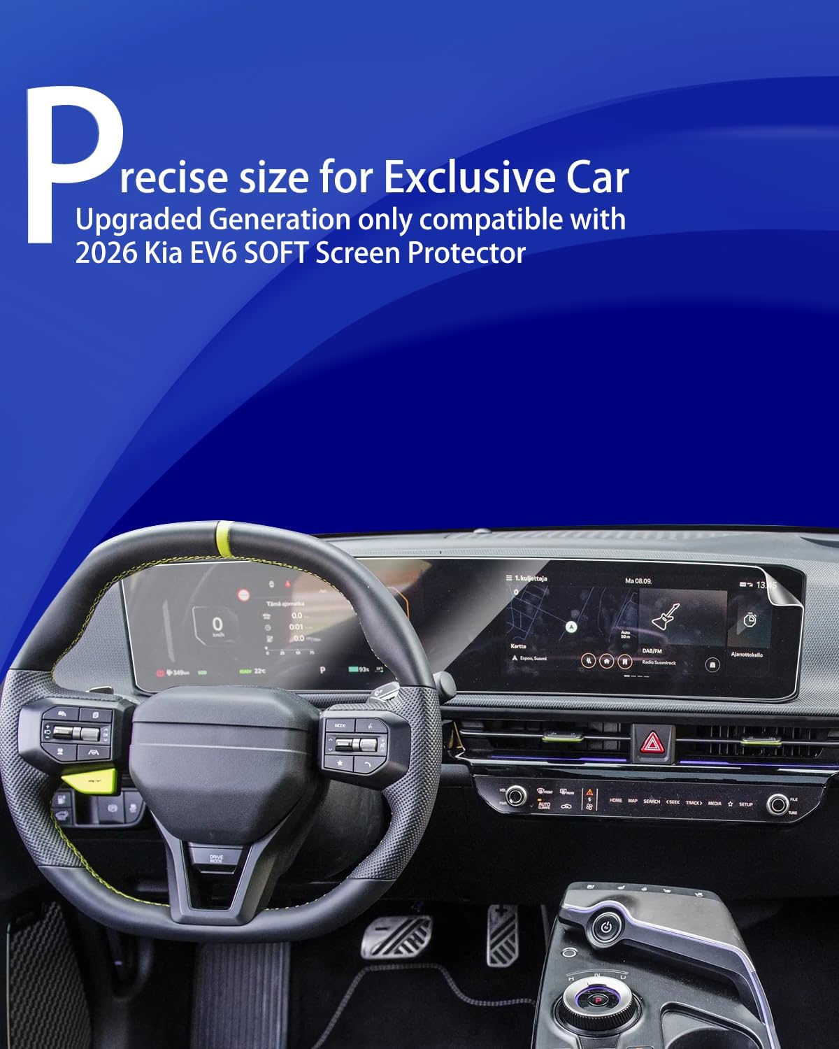 (Set of 2) 2026 Kia EV6 Screen Protector for 2026 Kia EV6 Dual 12.3Inch Plastic Screen Protector HD Touchscreen Protective Film